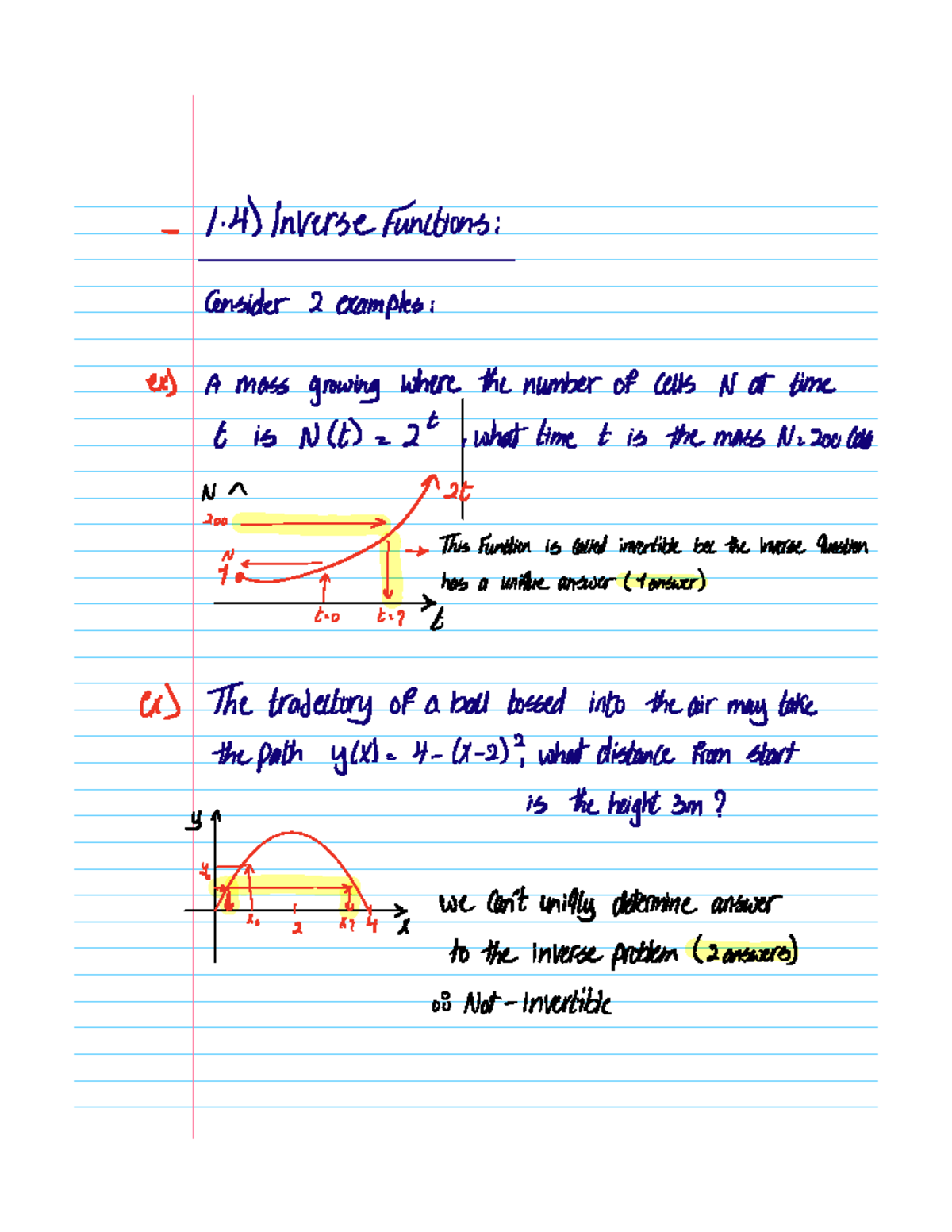 Chapter 1 - Inverse Functions and Applications in MTH140 - Studocu