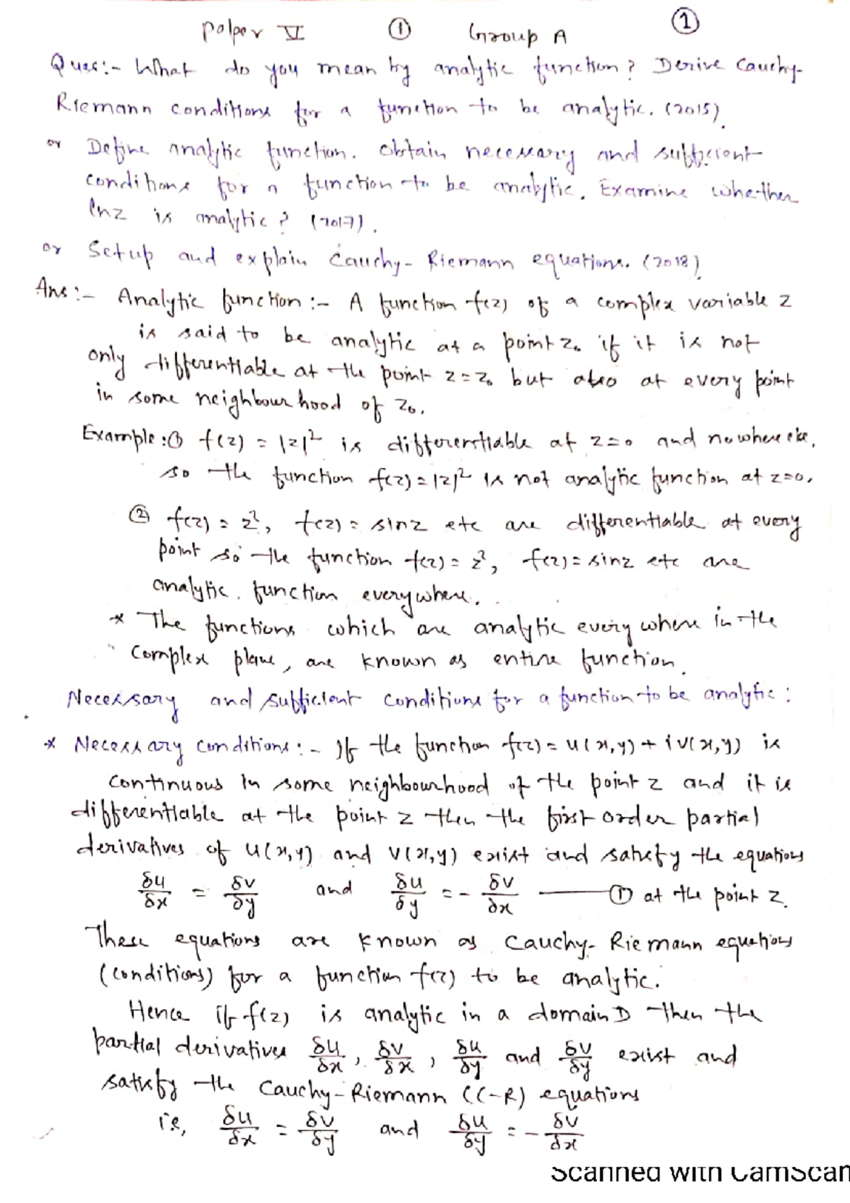 TDC III, Paper V: Analytic Functions and Riemann Conditions - Studocu