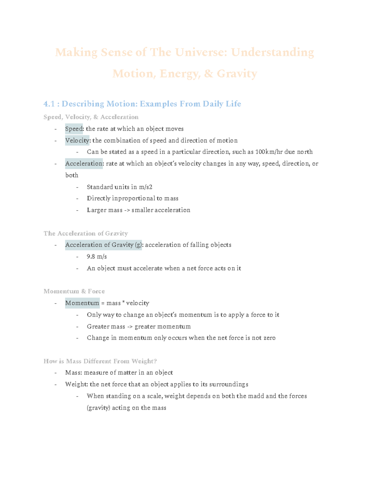 Astro chap. 4 - chapter 4 ppt notes - Making Sense of The Universe ...