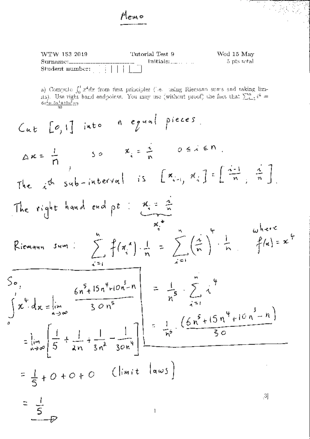 WTW158 Calculus I Class Test 7 - May 13, 2022 - Studocu