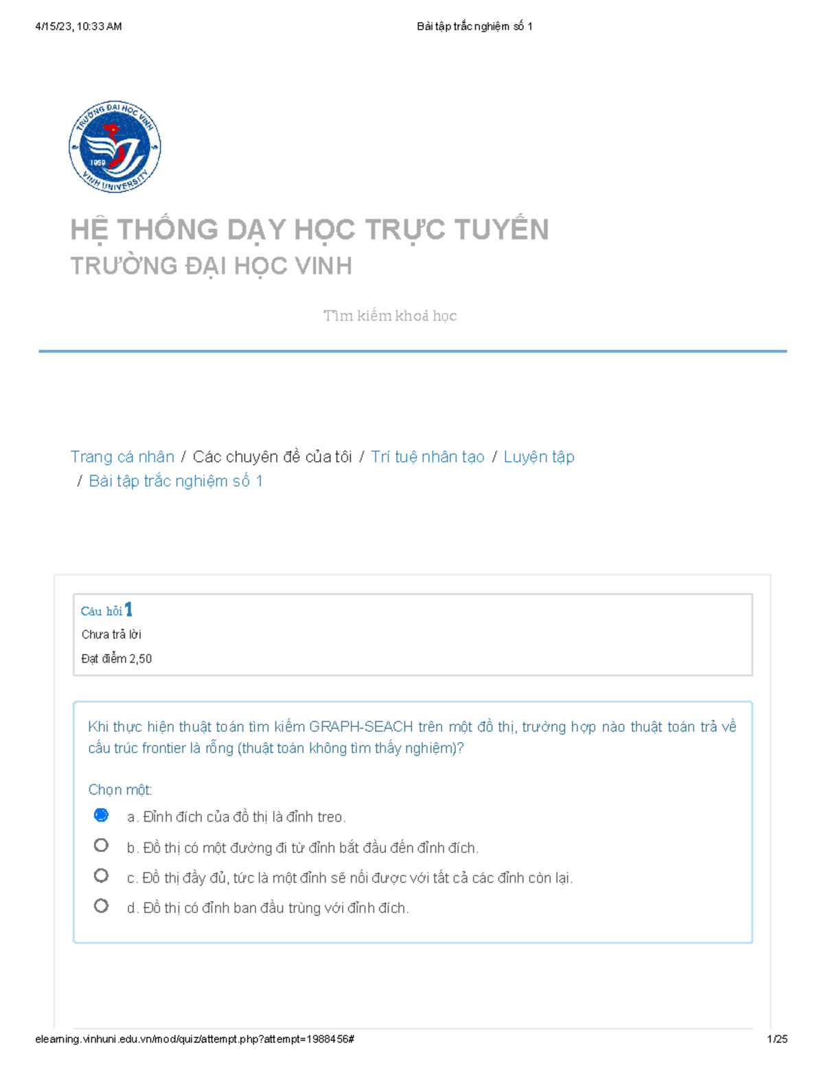 Bài tập trắc nghiệm số 1 - Hệ thống Dạy học Trực tuyến 2023 - Document Preview