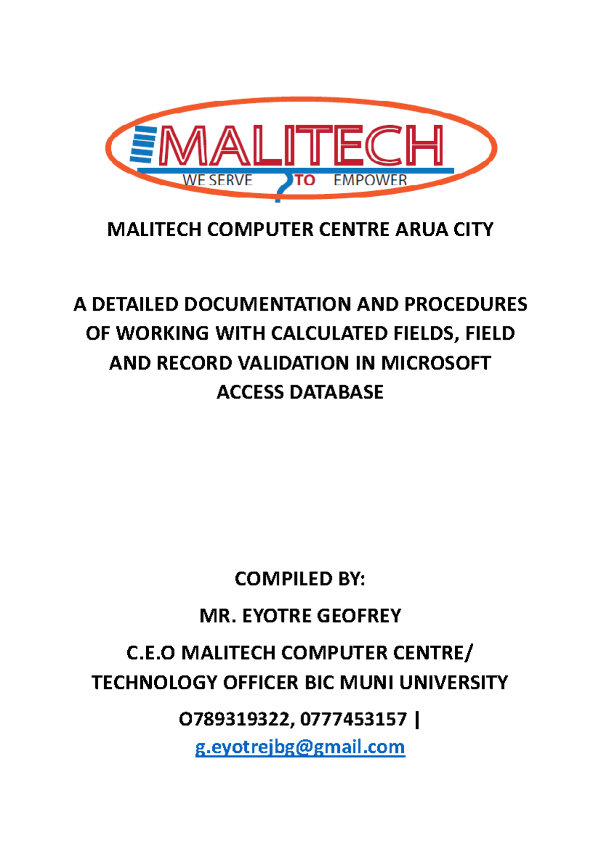 Calculated Fields and Validation-Access-DB - MALITECH COMPUTER CENTRE ...