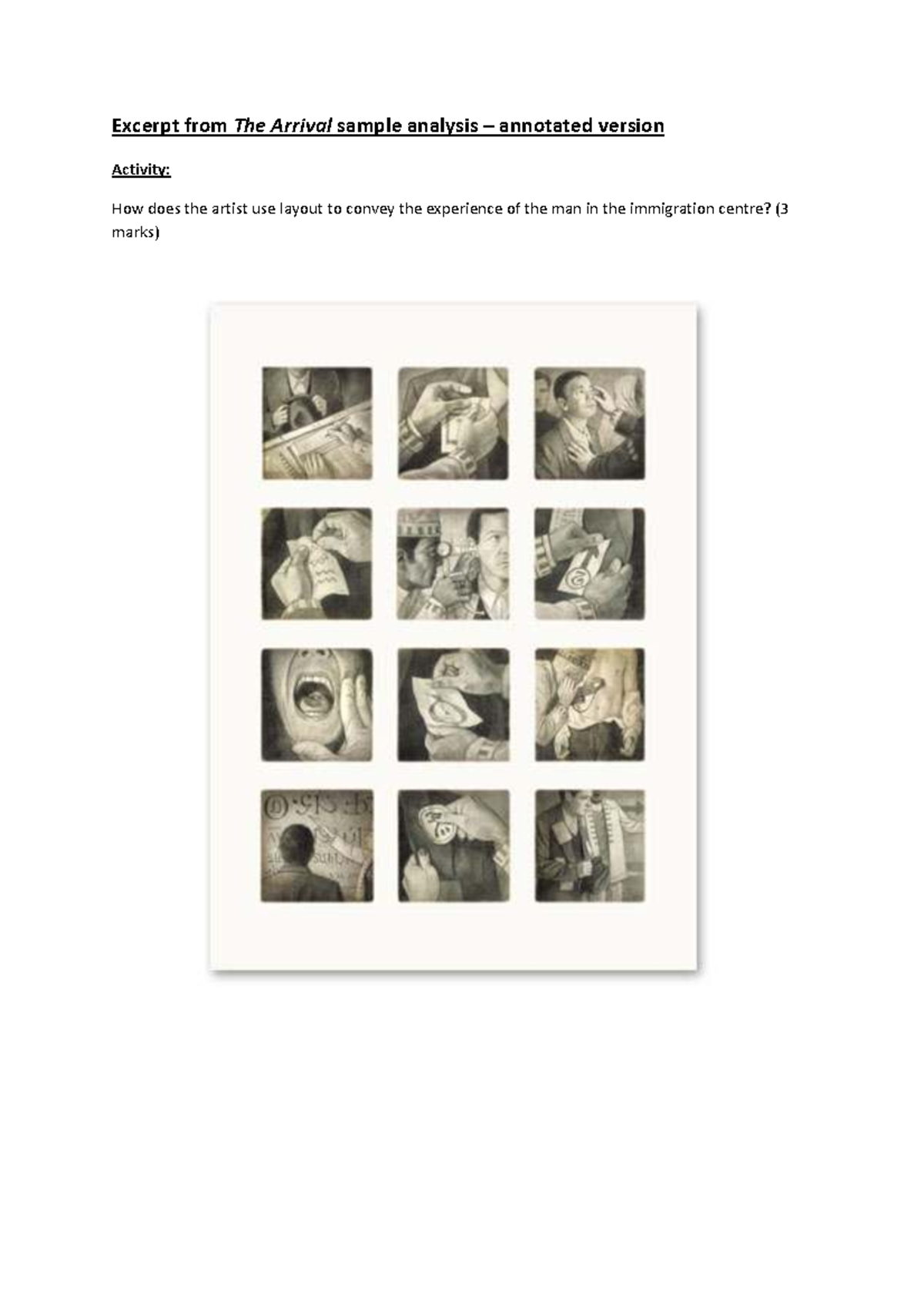 Annotated Short Answer: The Arrival Layout Analysis (3 marks) - Studocu