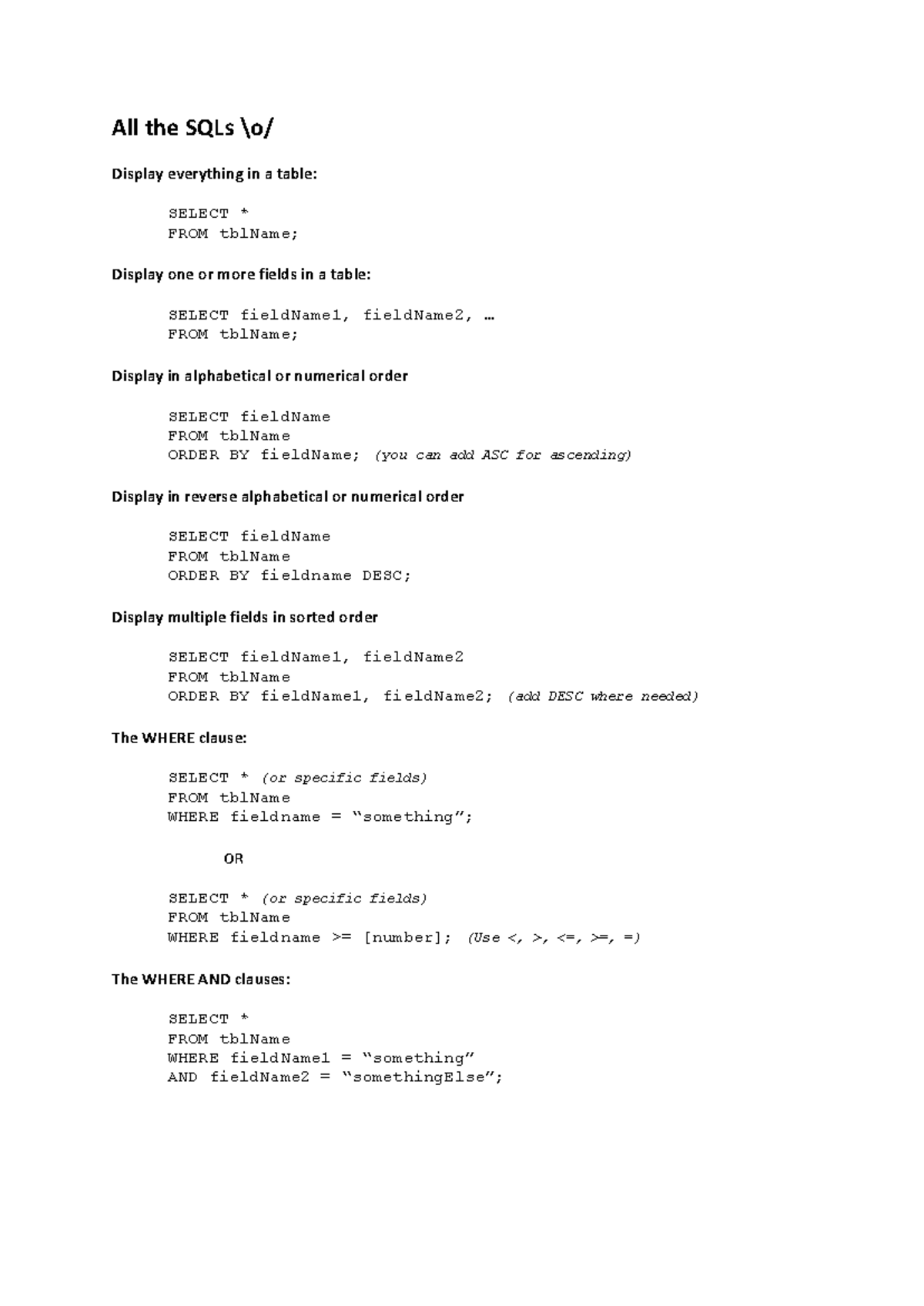 SQL Notes: Comprehensive Guide to SQL Queries and Commands - Studocu