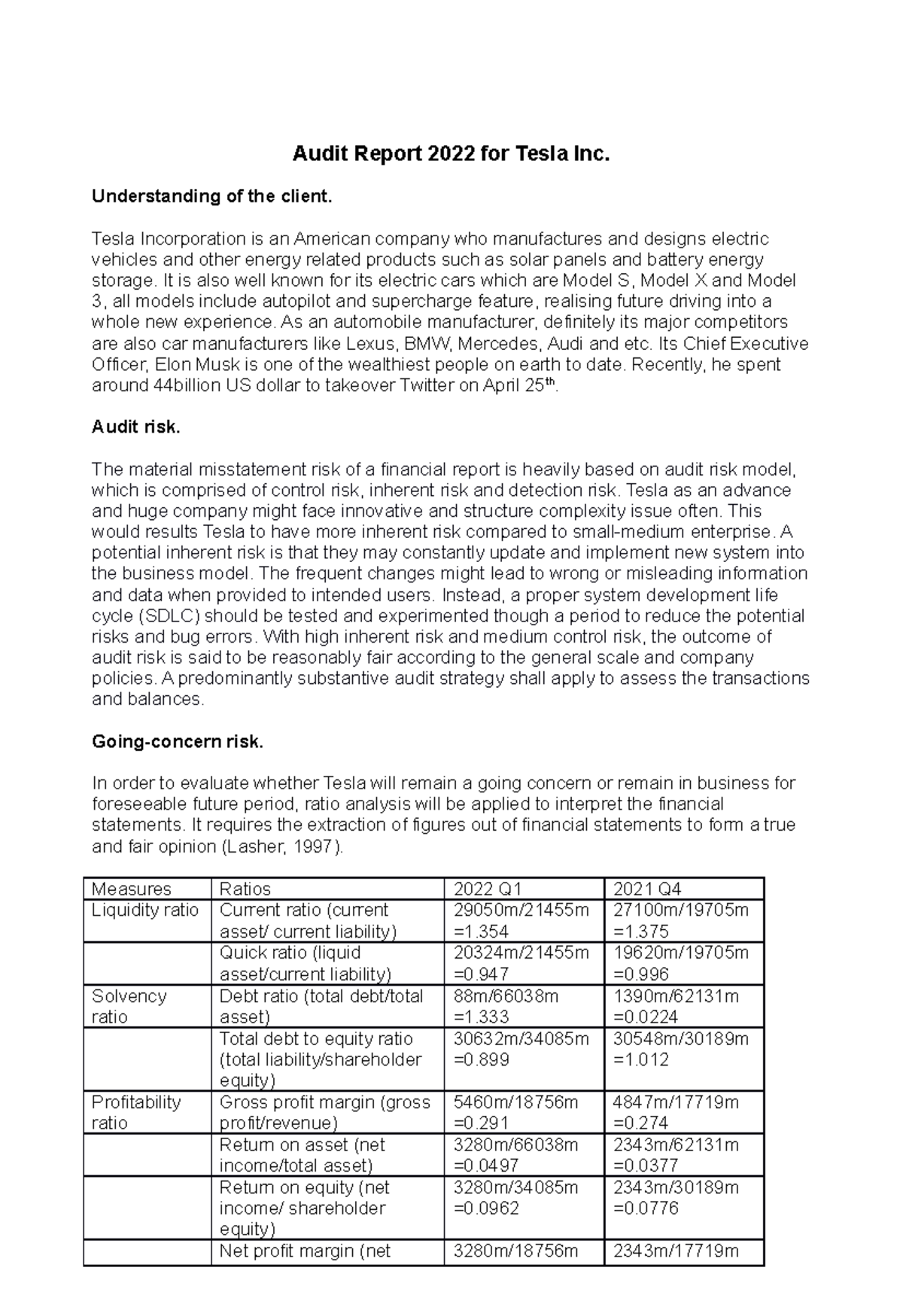 2022 tesla report - Audit Report 2022 for Tesla Inc. Understanding of ...