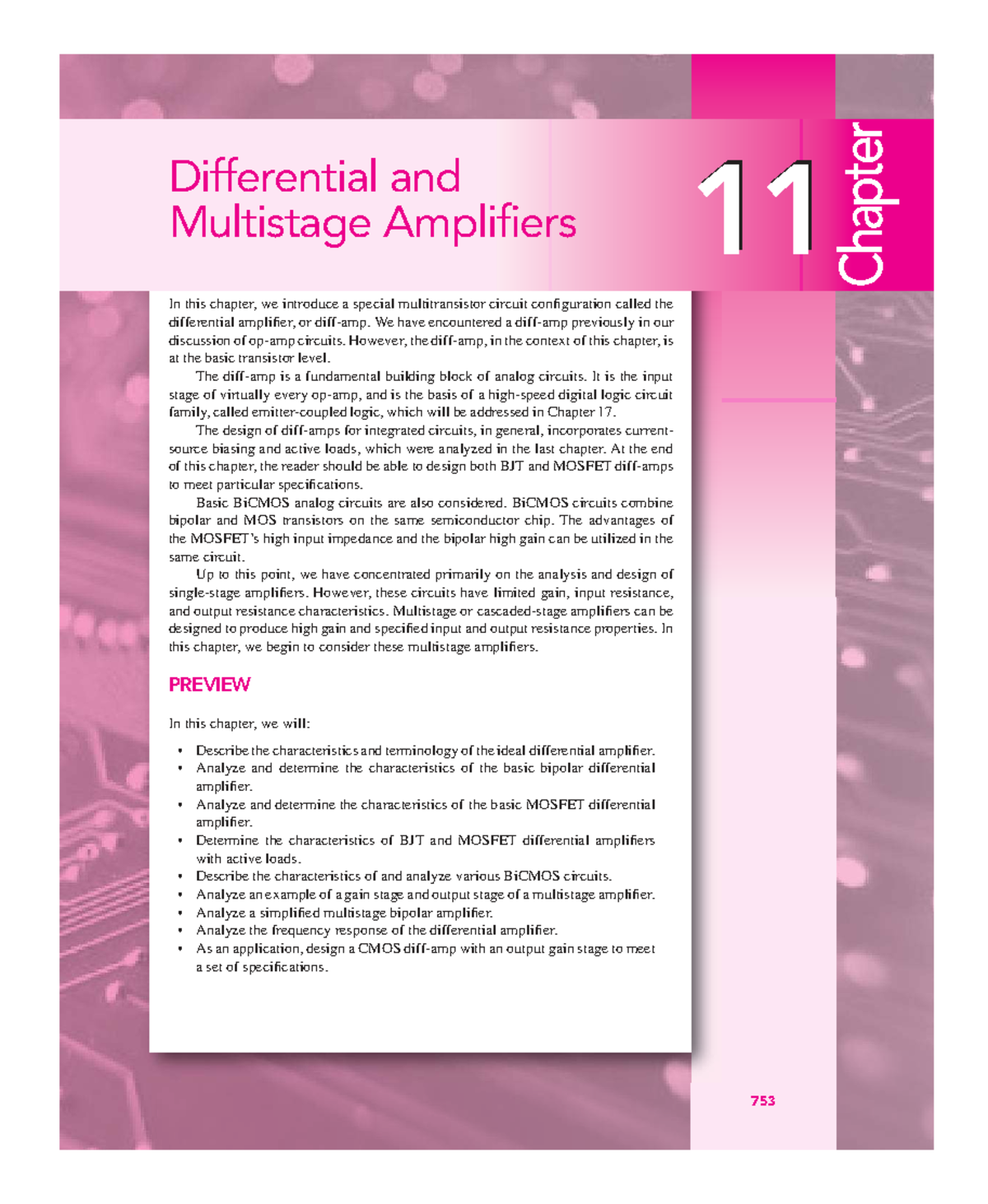 PMATH 11: Differential and Multistage Amplifiers - Chapter 11 Overview ...