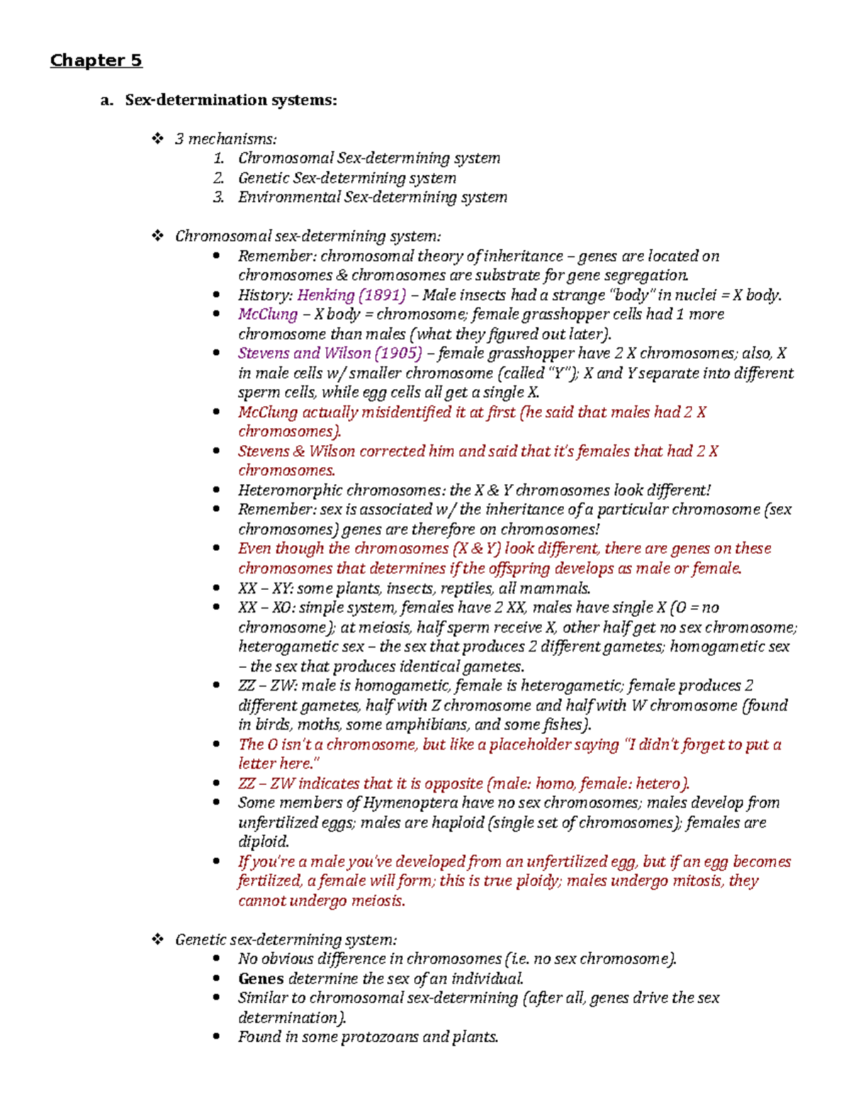 Genetics Exam 2 study guide - Chapter 5 a. systems: 3 mechanisms: 1 ...