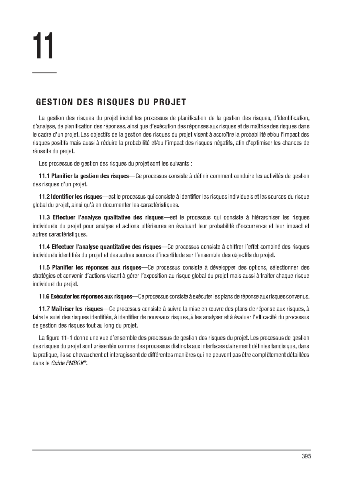 Gestion des Risques de Projet - Chapitre 11 (PMI, 2017) - Studocu