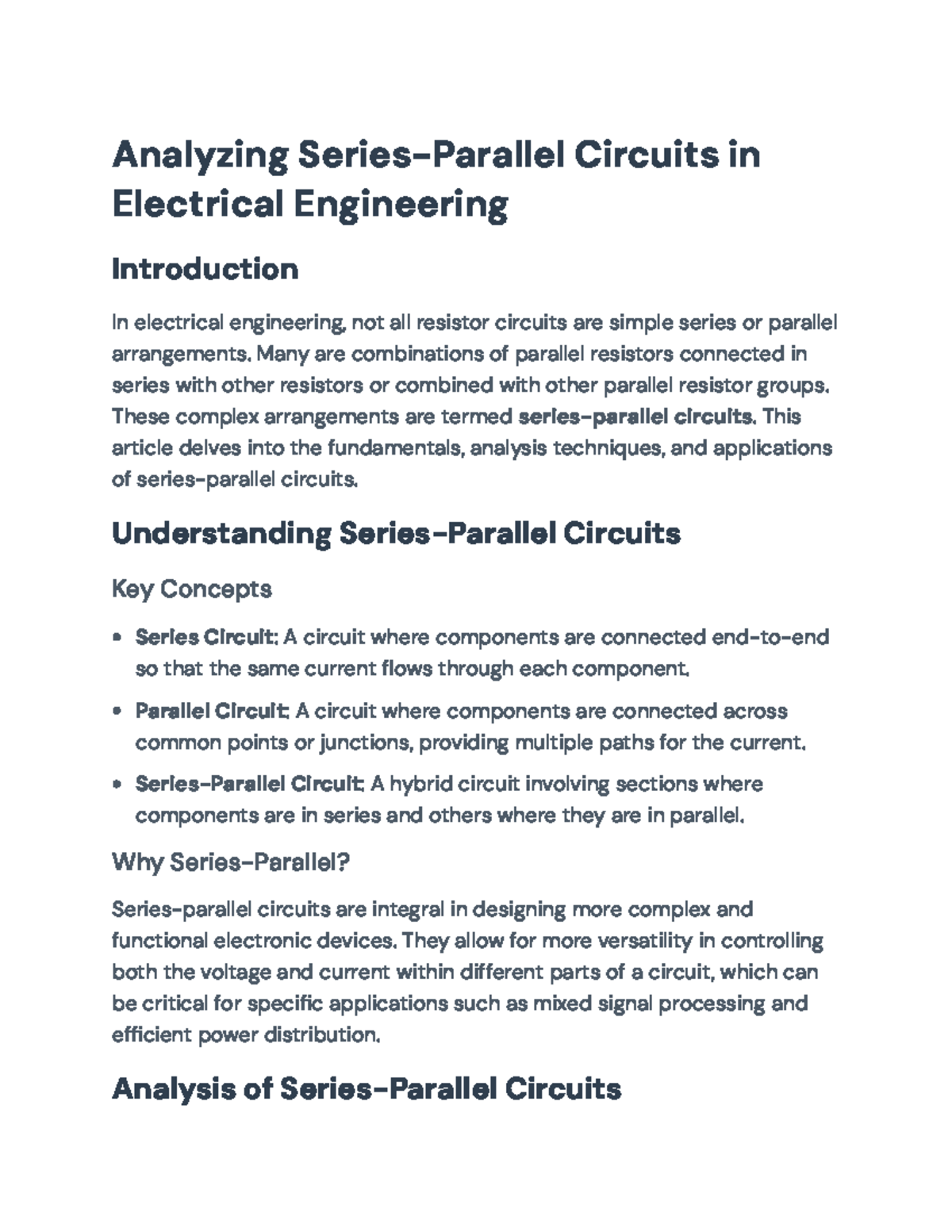 Understanding and Analyzing Series-Parallel Circuits in EE 101 - Studocu