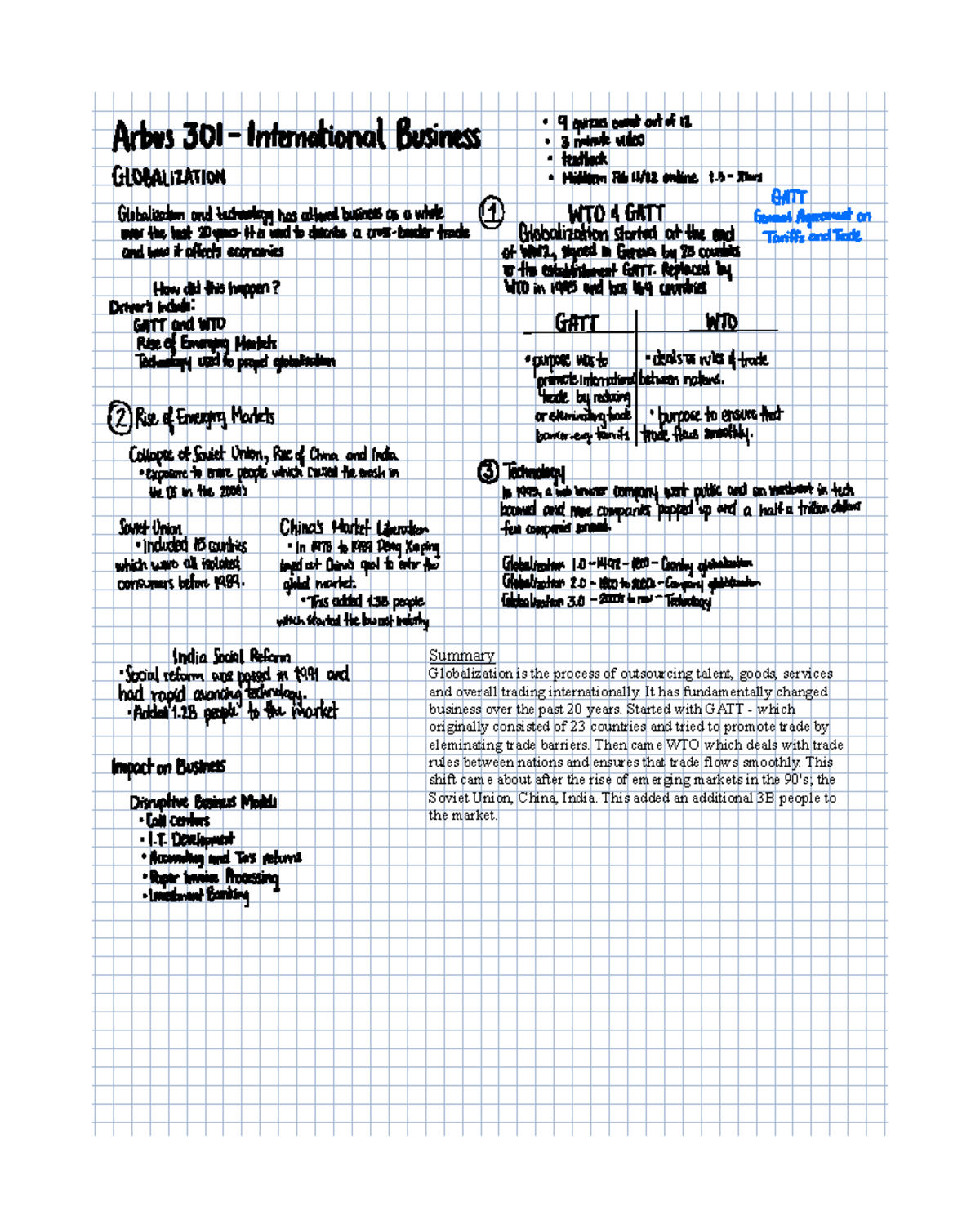 International Business Notes (Arbus301): Globalization Insights and ...