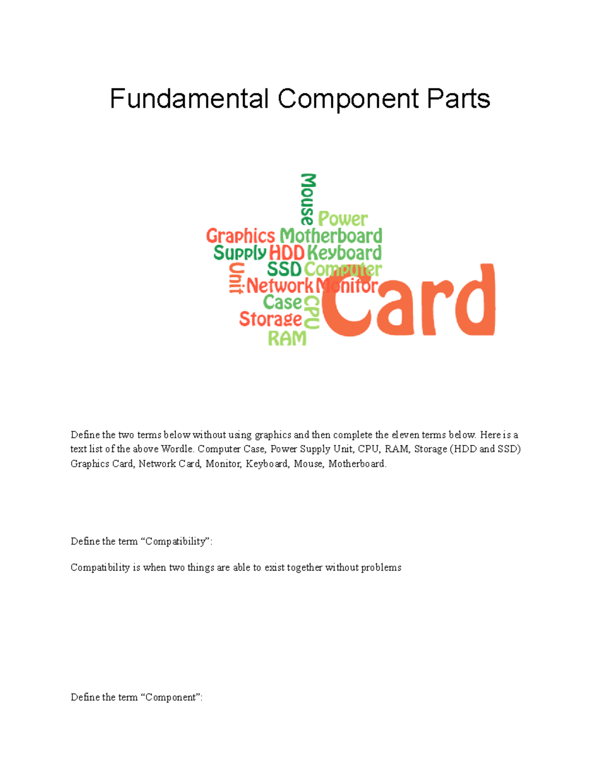 Fundamentals - Component Parts and Compatibility Overview - Studocu