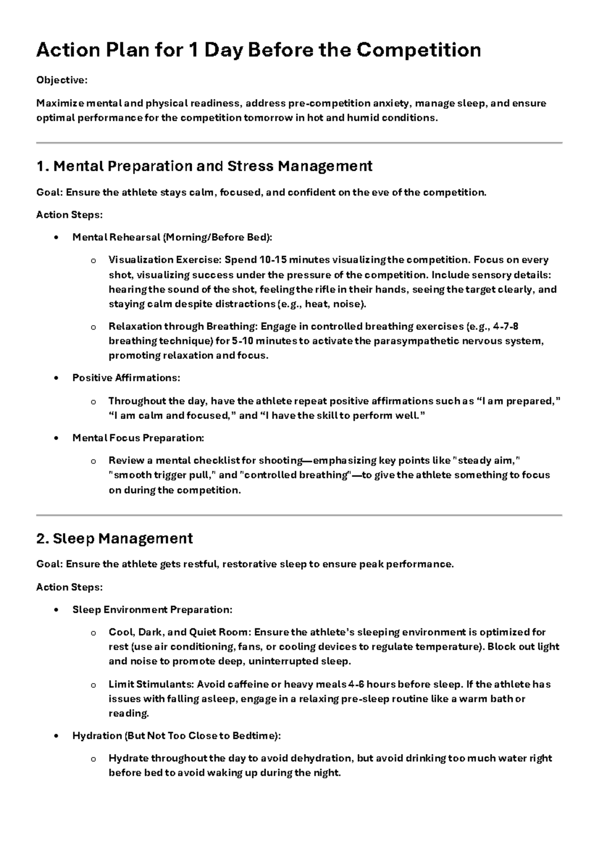 Action Plan for Competition Readiness: Mental & Physical Prep ...