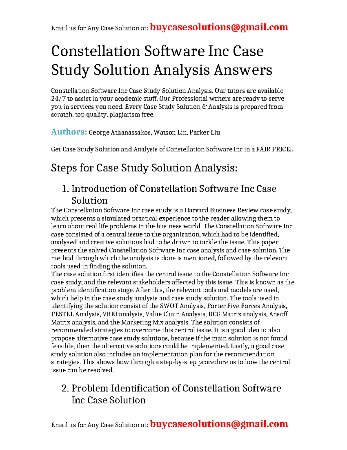 Constellation Software Inc Case Study Solution & Analysis Guide - Studocu