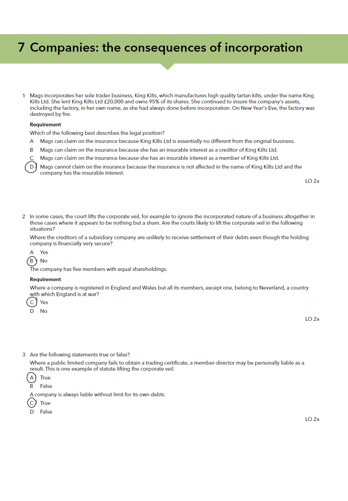 LAW CHAP 7 - Economic Law - 7 Companies: t h e consequences of ...