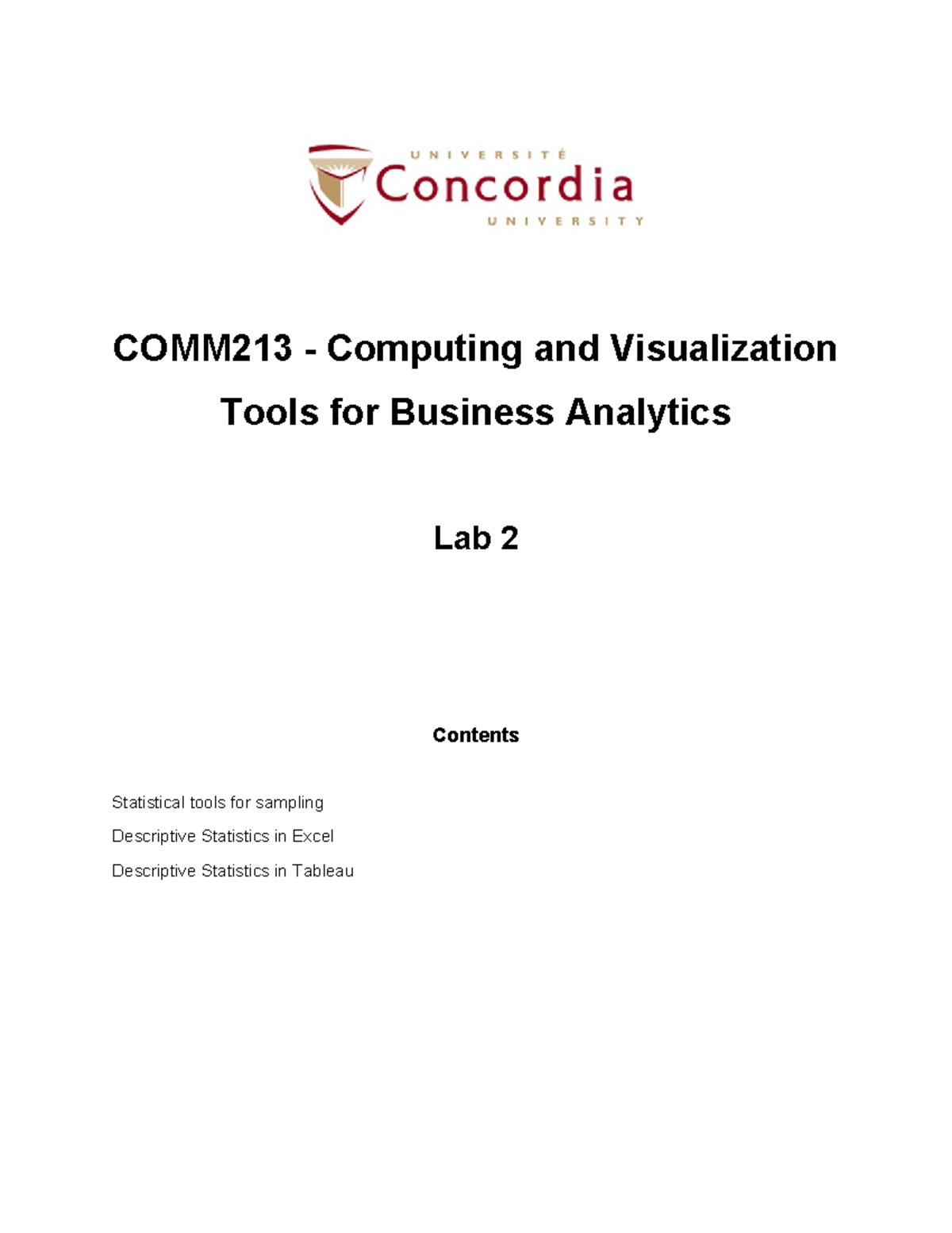 COMM213 - Lab 2 Notes: Data Manipulation & Descriptive Analysis - Studocu