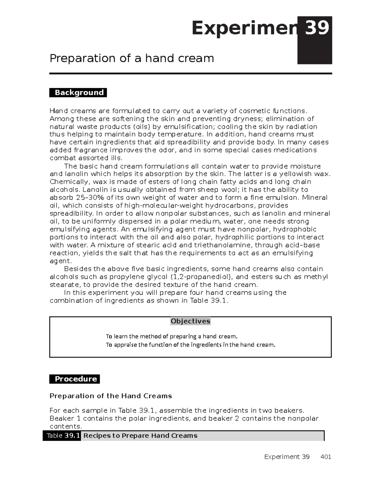 Laboratory-39: Preparation and Analysis of Hand Cream Formulations ...