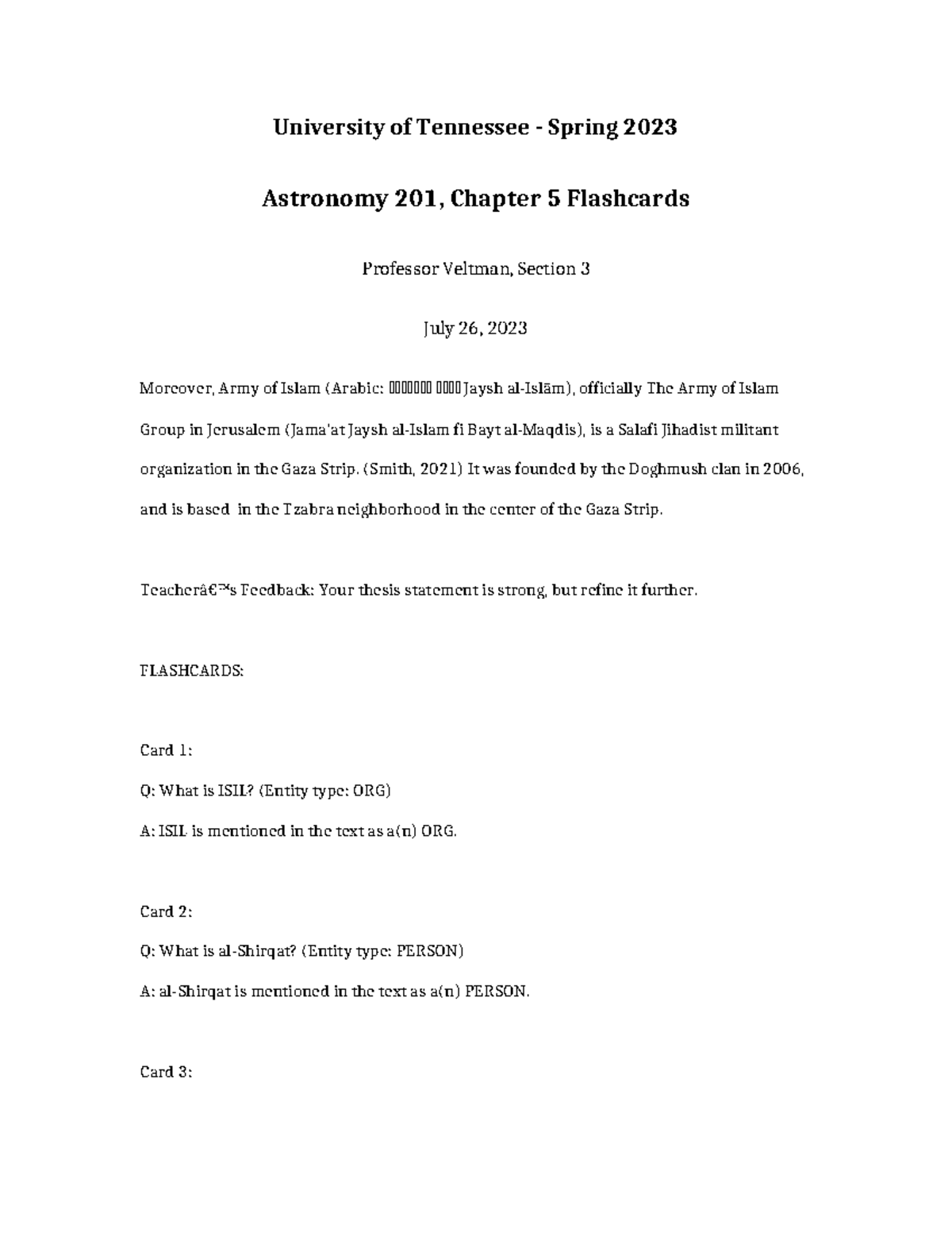 Astronomy 201 Chapter 5 Flashcards - University of Tennessee - Spring ...