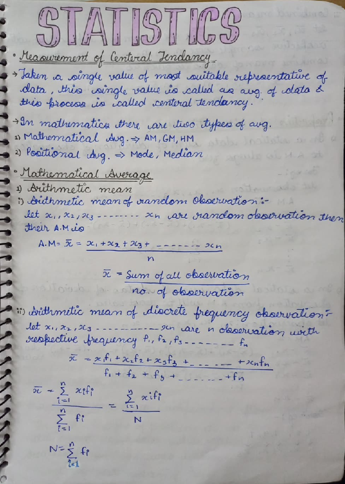 Statistics - Short Notes for Course STATISTICS - Studocu