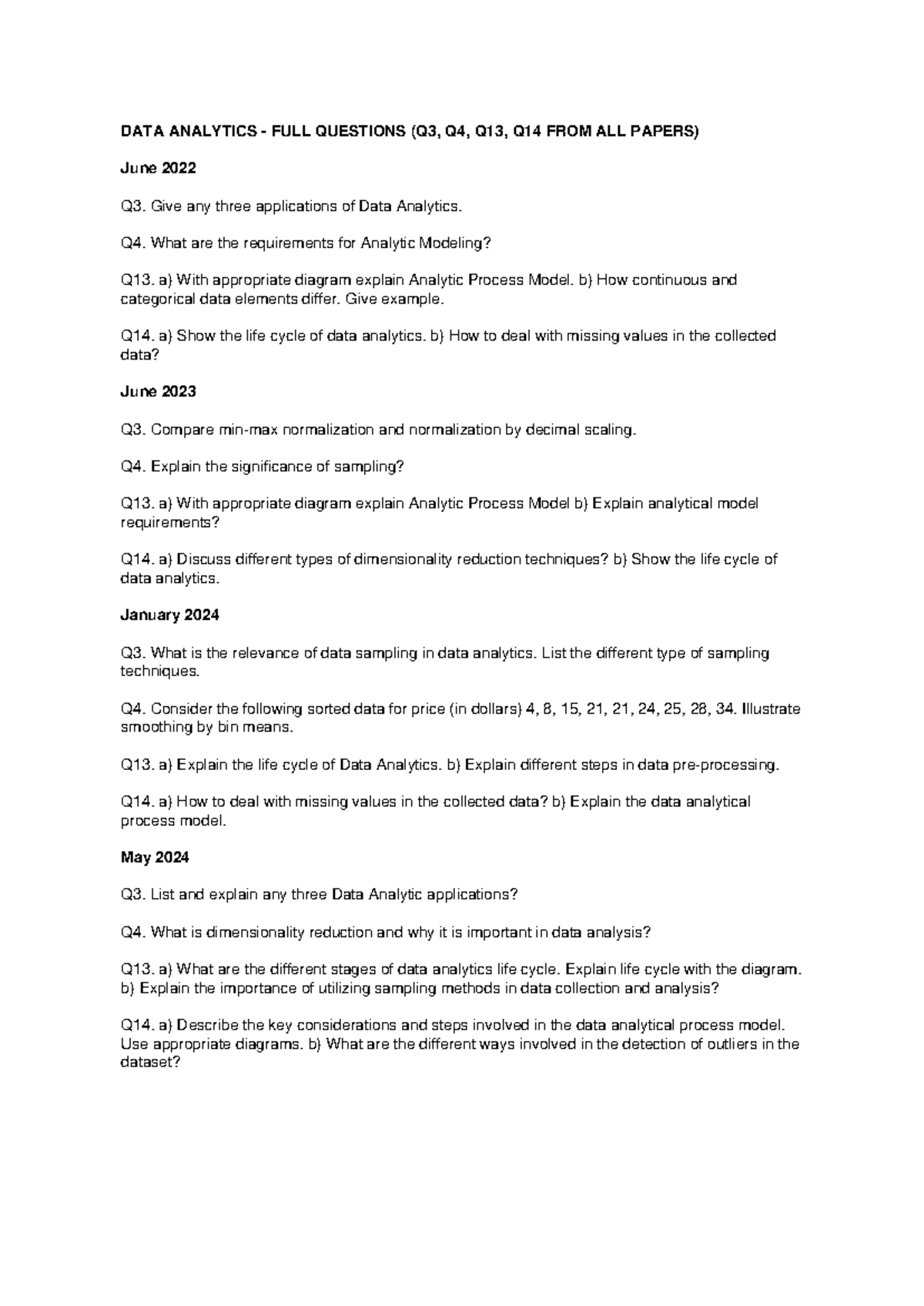 DATA ANALYTICS MODULE 2 PYQ: FULL QUESTIONS & ANSWERS (2022-2024) - Studocu