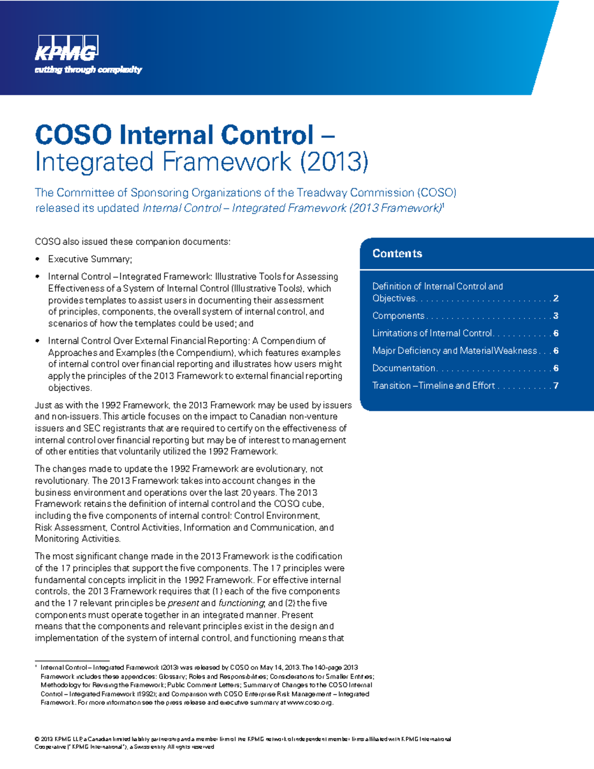COSO 2013 Internal Control Framework Overview and Implications - Studocu