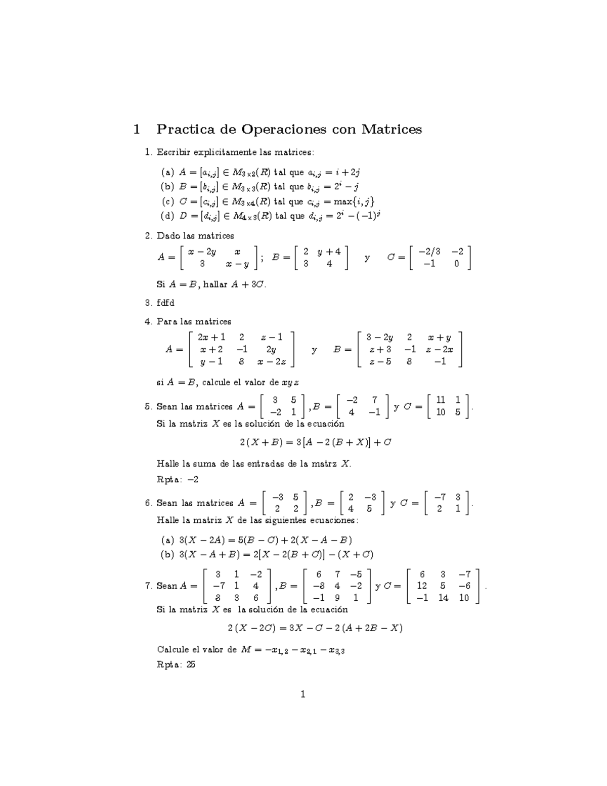 Práctica de Operaciones con Matrices - Curso M3 2(R) - Studocu