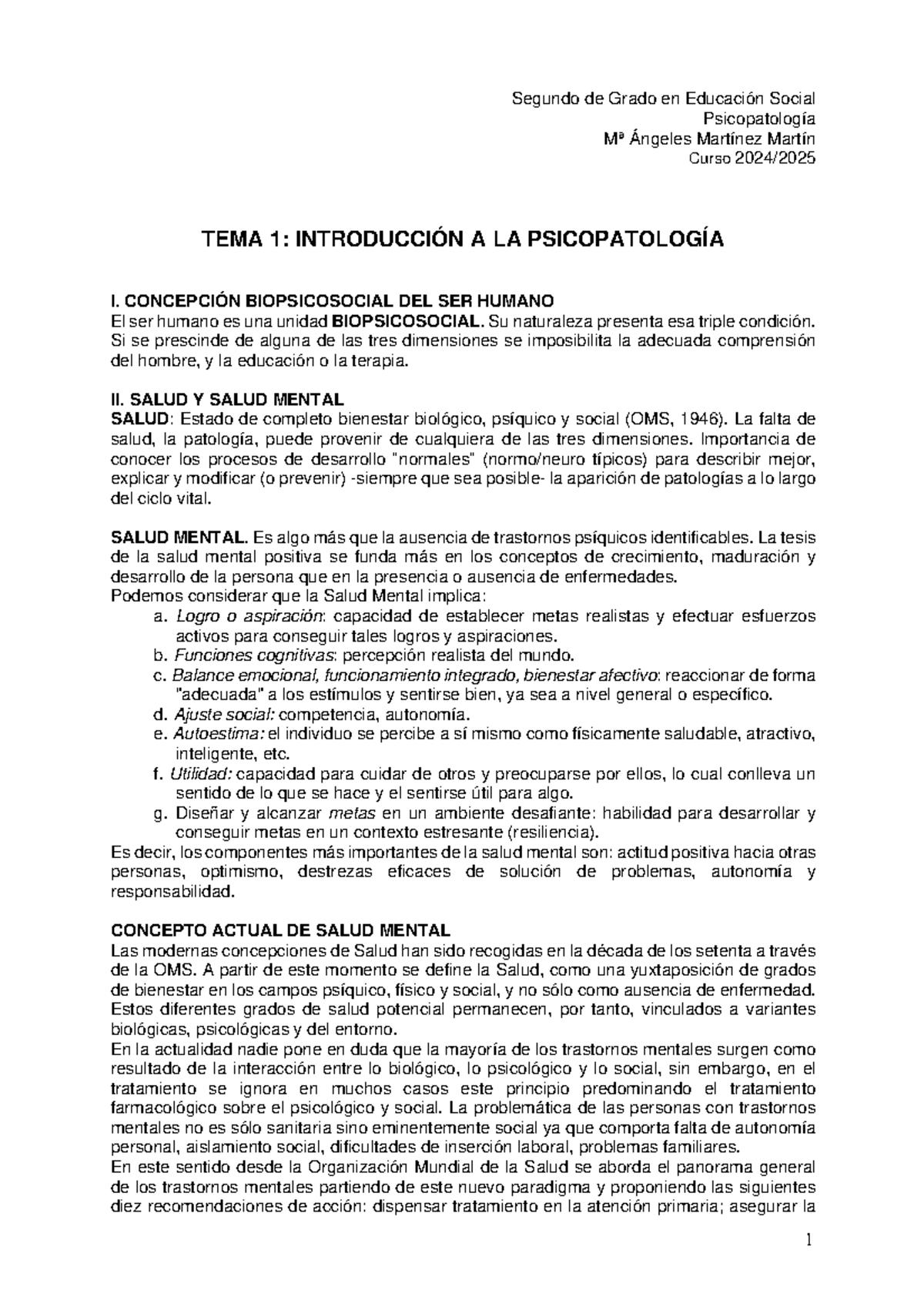 Tema 1: Introducción a la Psicopatología - Apuntes de Psicología Social ...