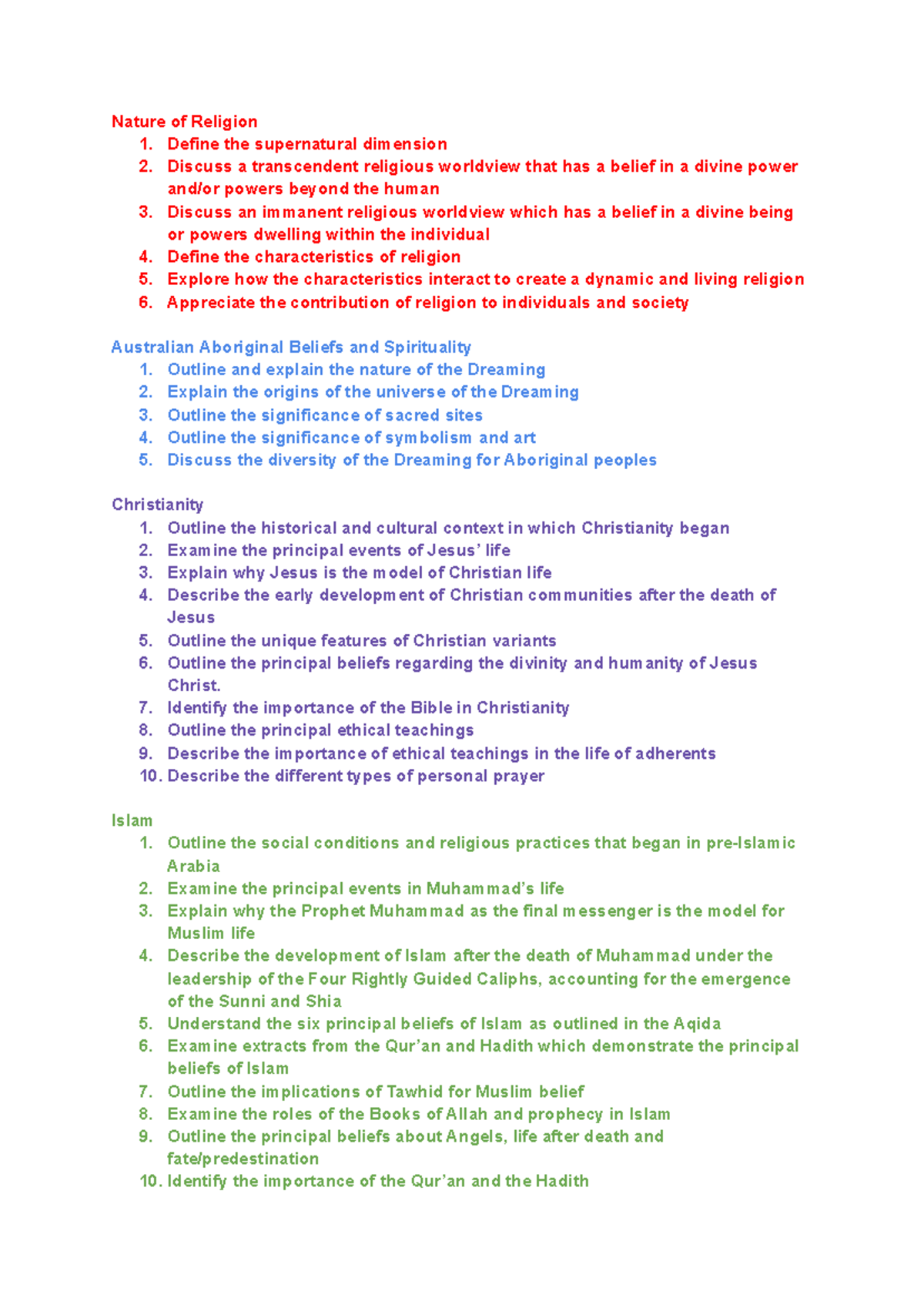 Religion Prelim Practice Questions: Exploring Beliefs & Worldviews ...