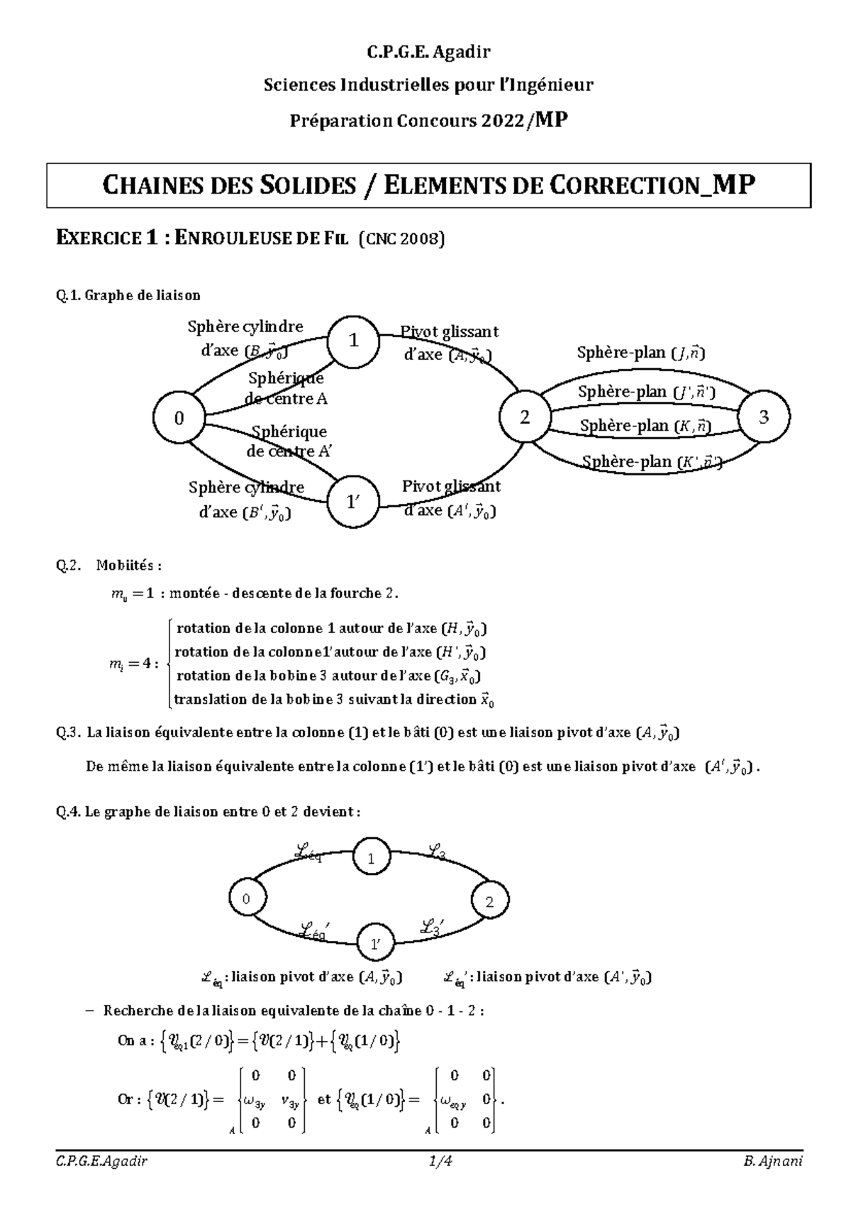 Préparation Concours 2022 : Chaînes des Solides Corrigé MP - Document Preview