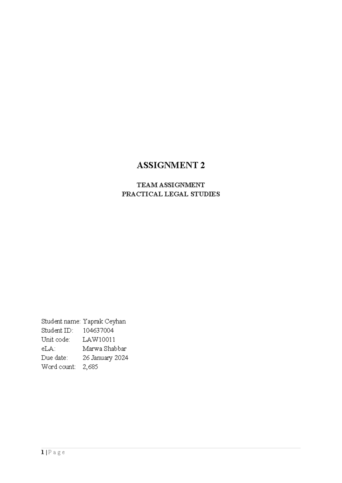 Contract Law - LAW10011 Assignment 2 - ASSIGNMENT 2 TEAM ASSIGNMENT ...