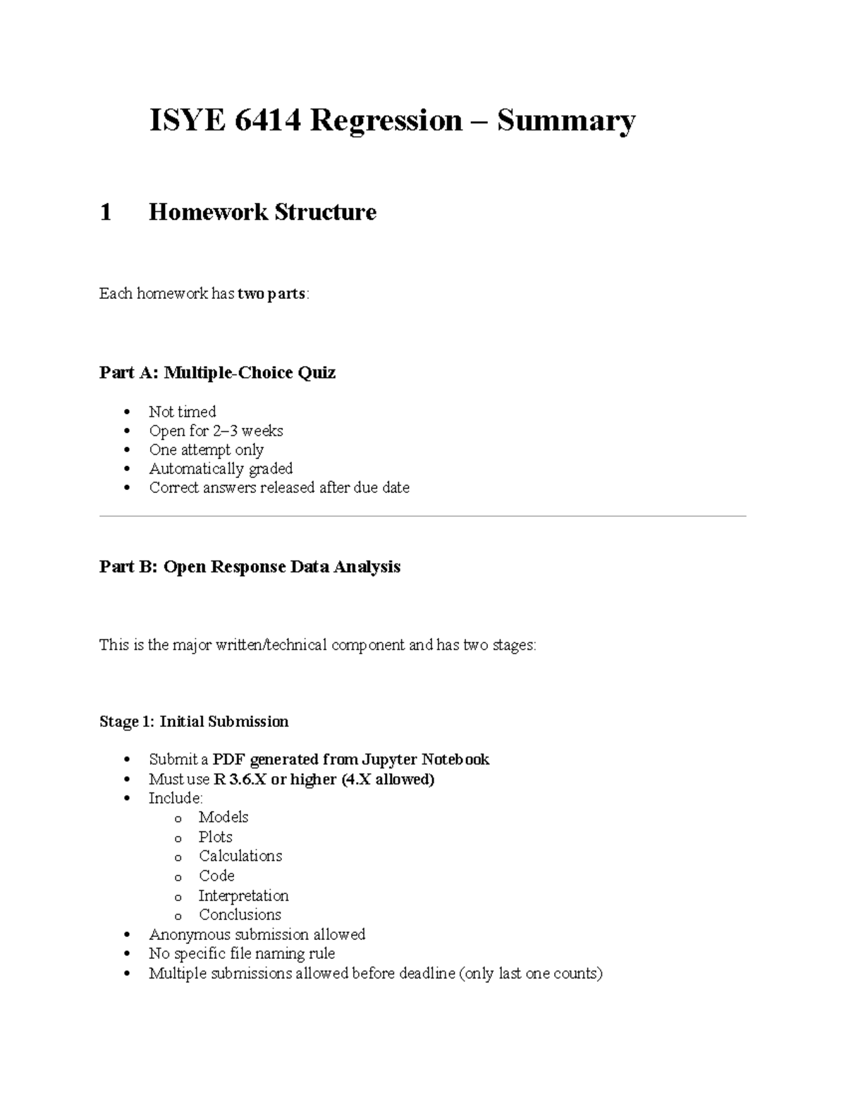 ISYE 6414 Regression Homework Structure & Peer Review Guidelines - Studocu