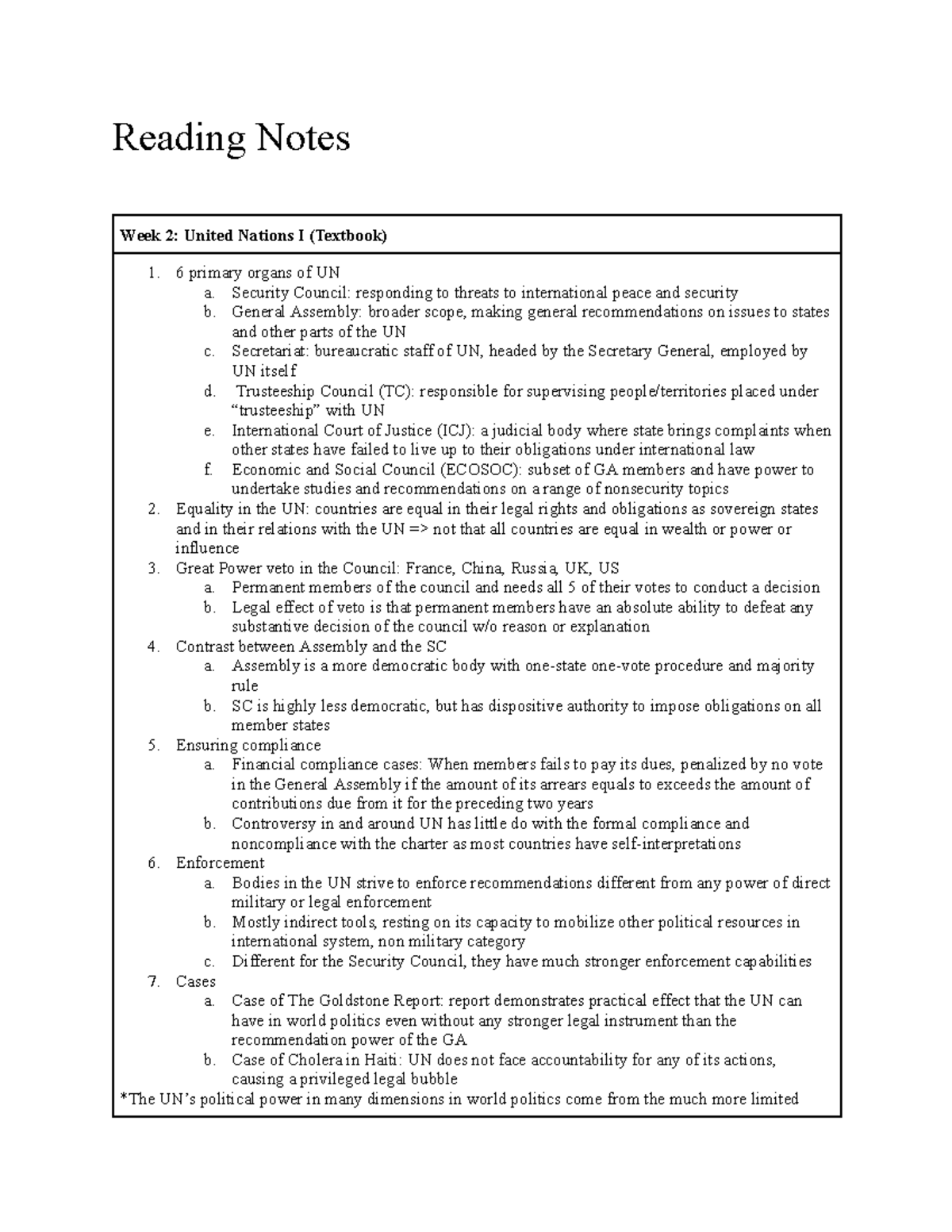 PS3251 Week 2 Reading Notes: Understanding the United Nations Structure ...