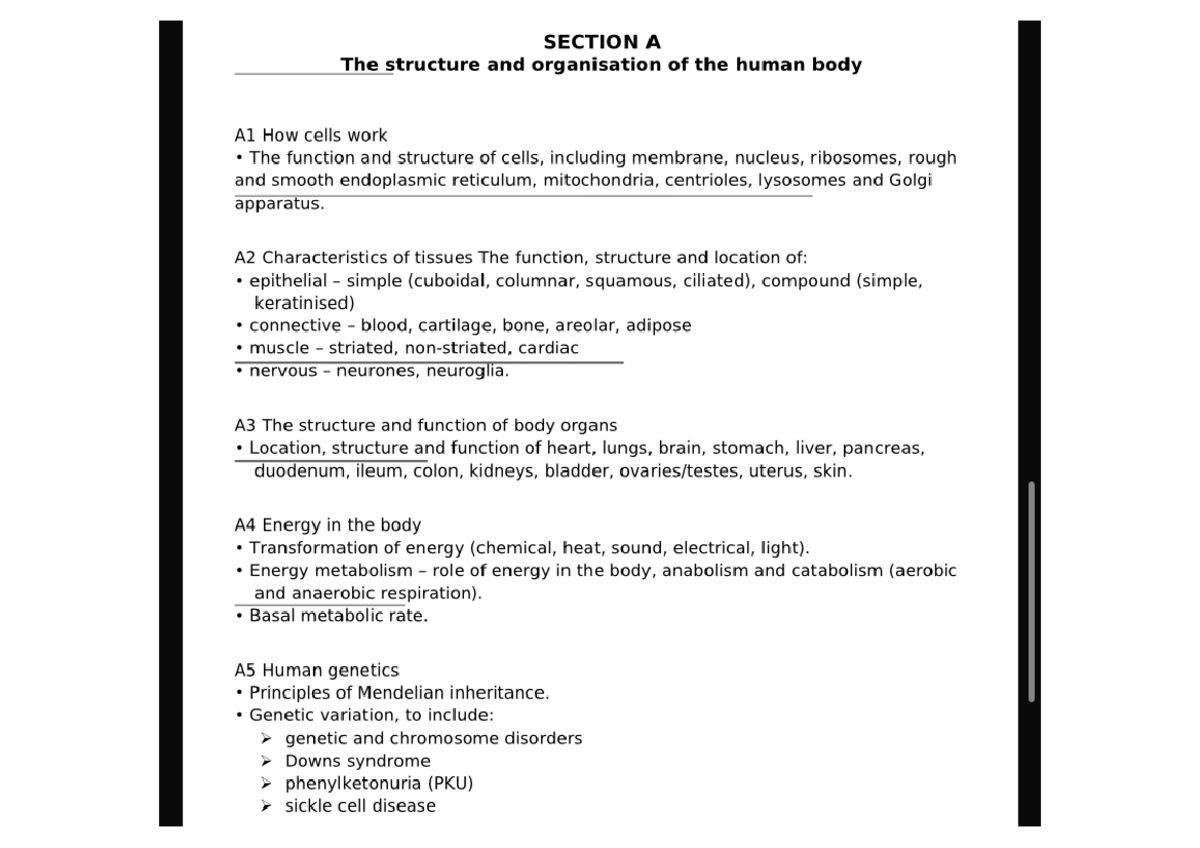 Comprehensive Study Notes for Human Anatomy & Physiology (XYZ101) - Studocu