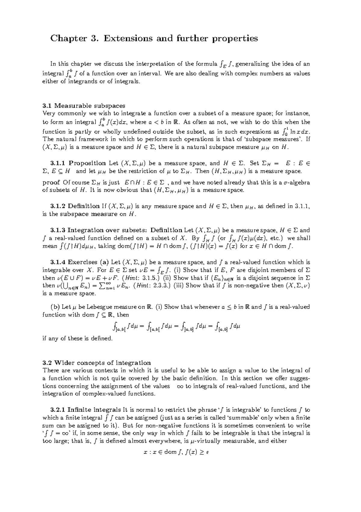 Measure and Integration Chapter 3 - Chapter 3. Extensions and further ...