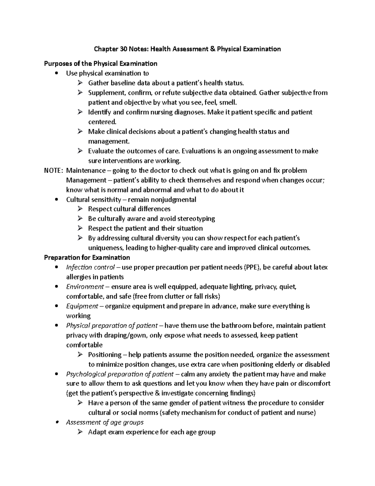 Chapter 30 Notes: Health Assessment & Physical Examination Insights ...