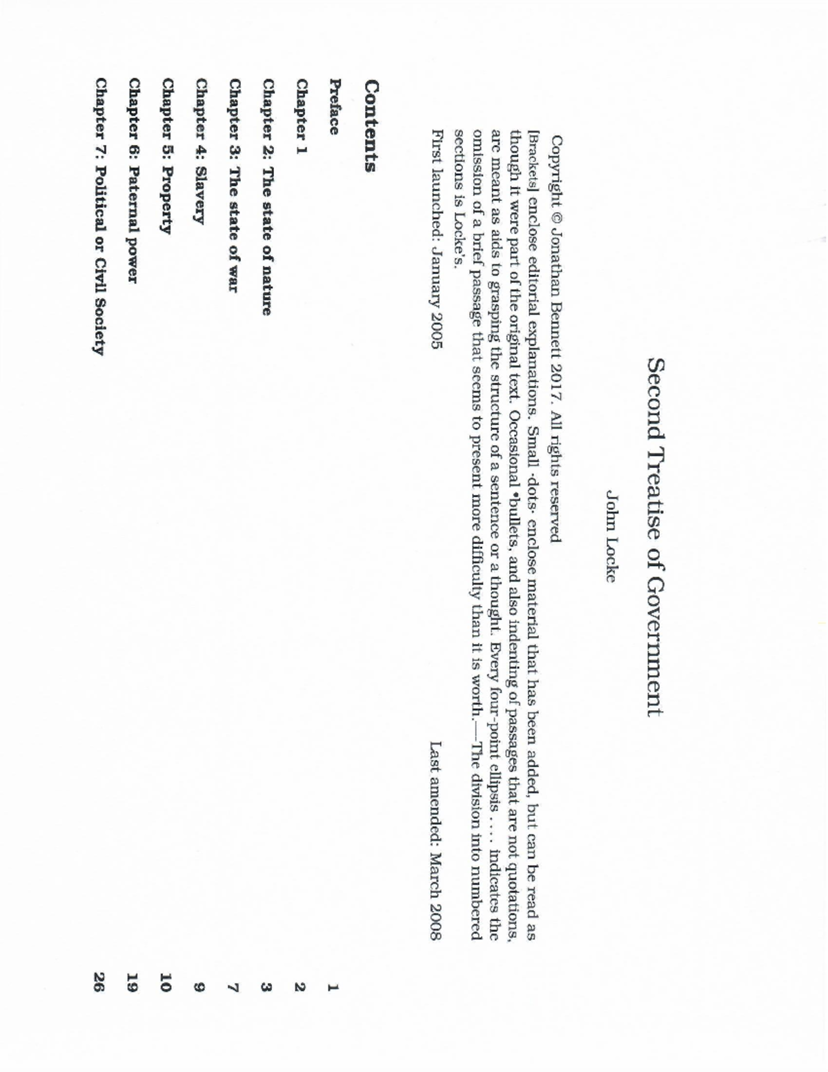 Final Exam Review Notes for Course Code ABC123: Locke's Second Treatise ...