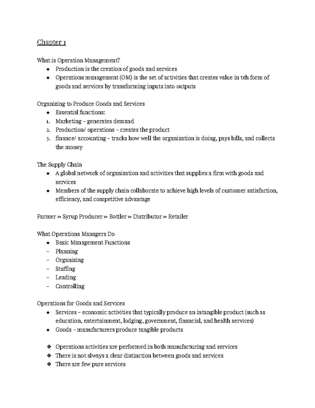 ISDS 101 Chapter 1: Introduction to Operations Management - Studocu