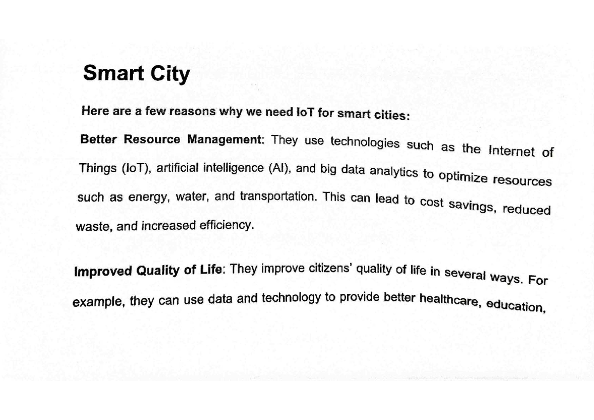 Fundamental Unit 3 Notes: IoT Applications in Smart Cities - Studocu