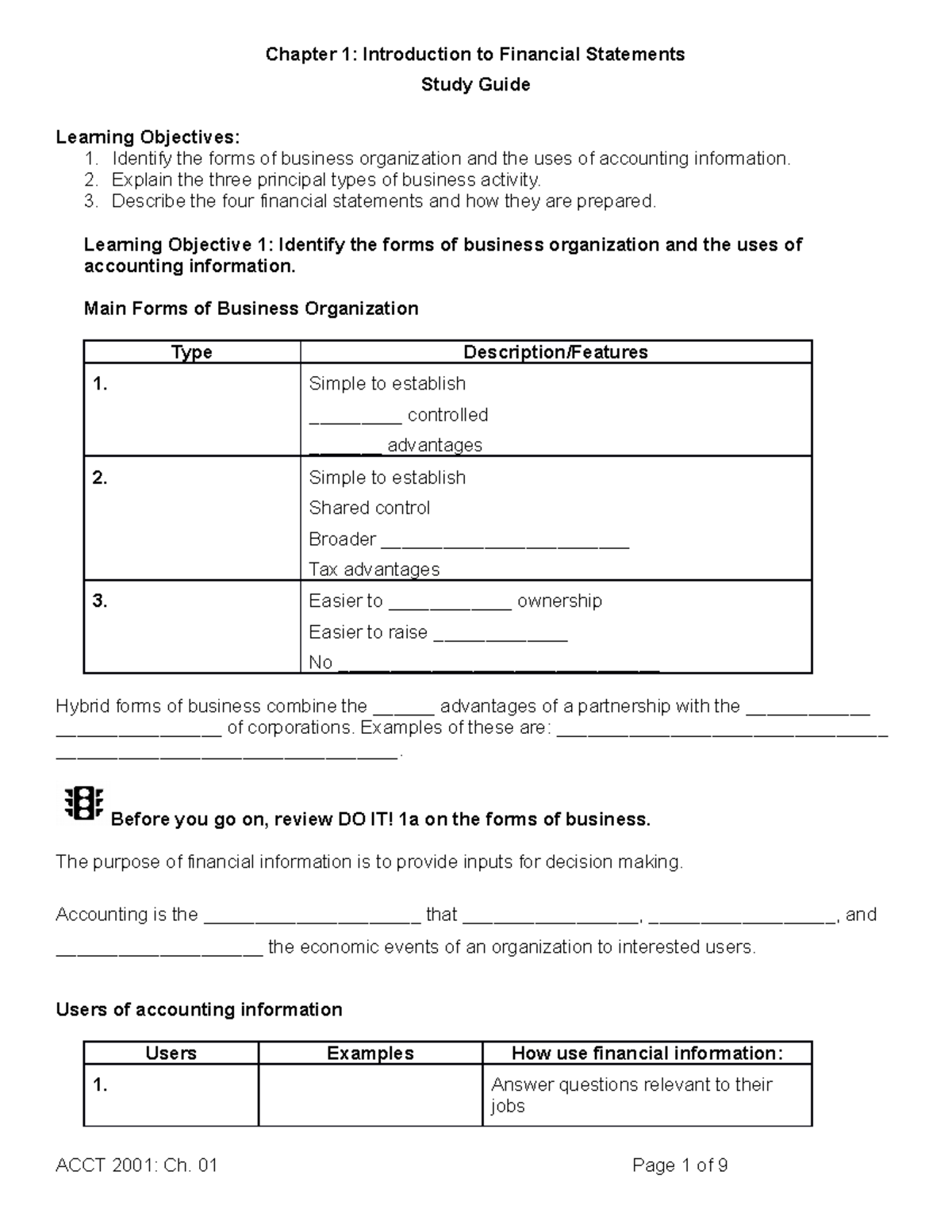 10e Chapter 1 Study Guide - Chapter 1: Introduction to Financial ...