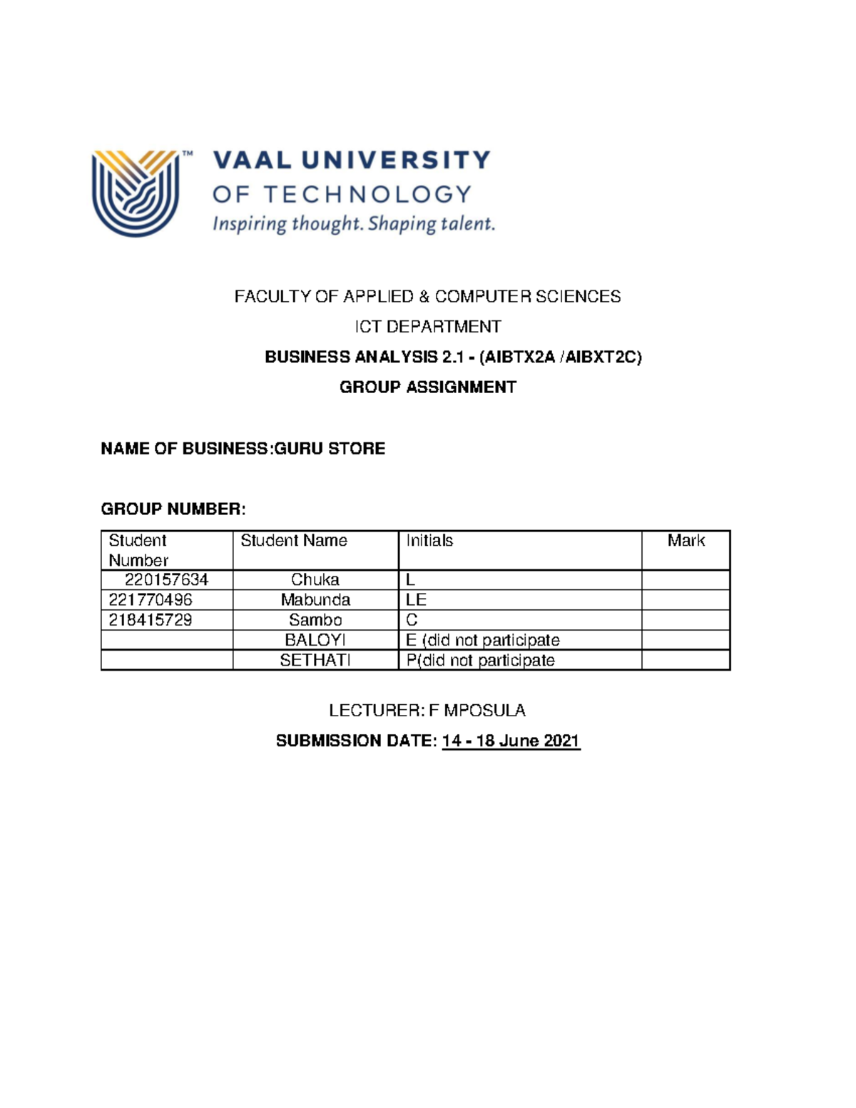 Business Analysis Group Assignment: Guru Store - AIBTX2A/AIBXT2C - Studocu