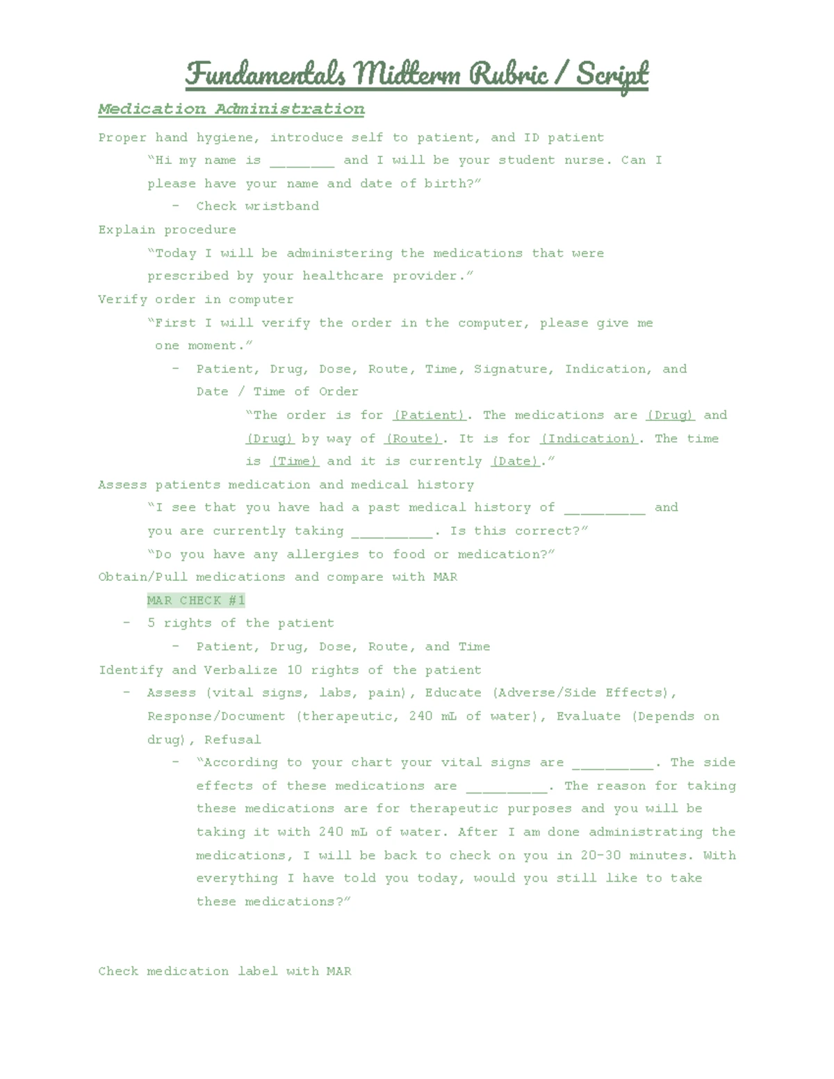 Fundamentals Exam 1 Study Guide: Key Readings & Health Care Concepts ...
