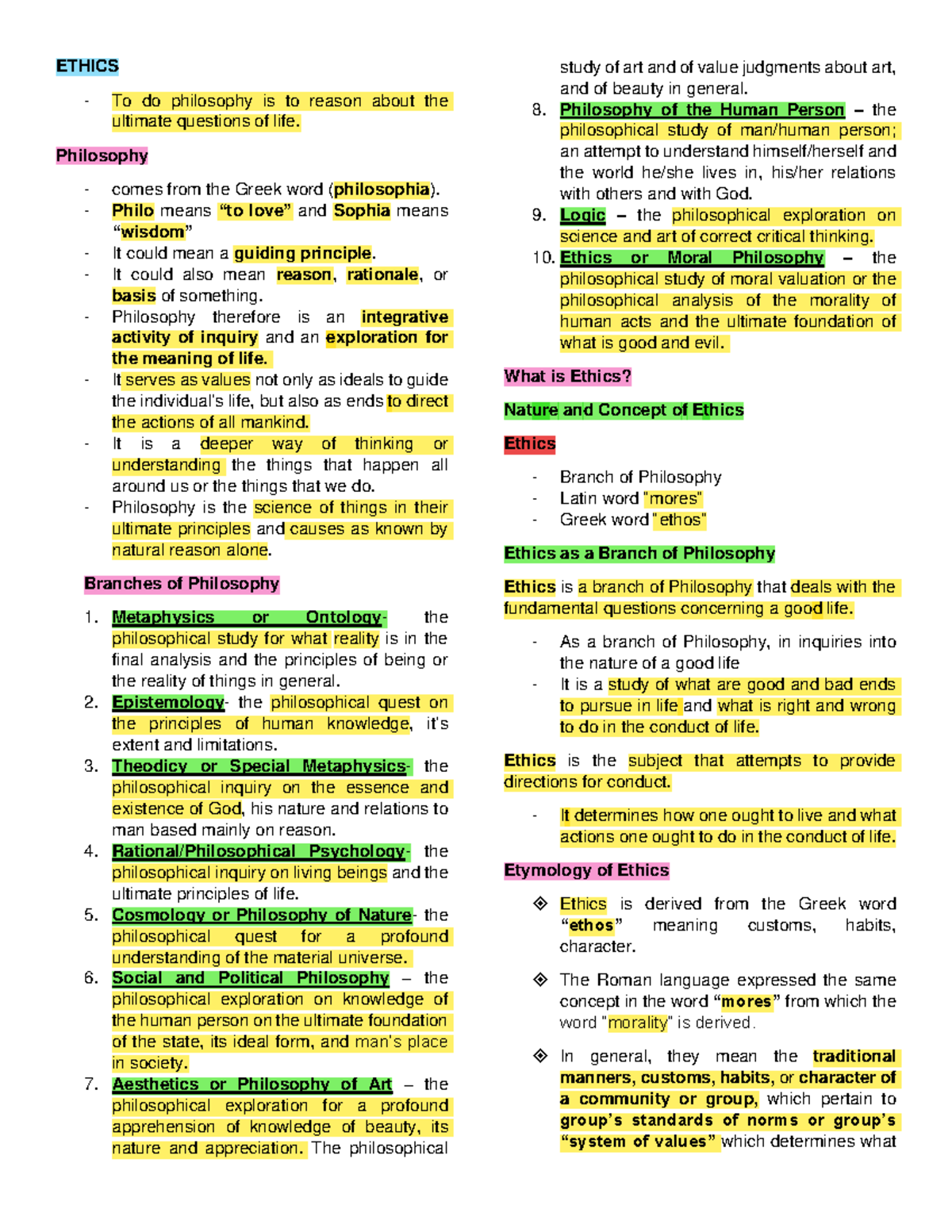 Ethics Review: Understanding Key Concepts and Principles - Studocu