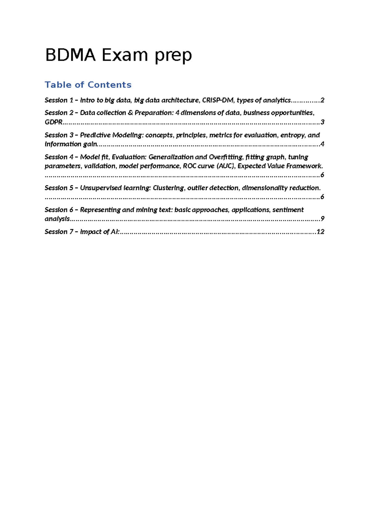 BDMA Exam Prep: Summary of Big Data Management & Analytics Concepts ...