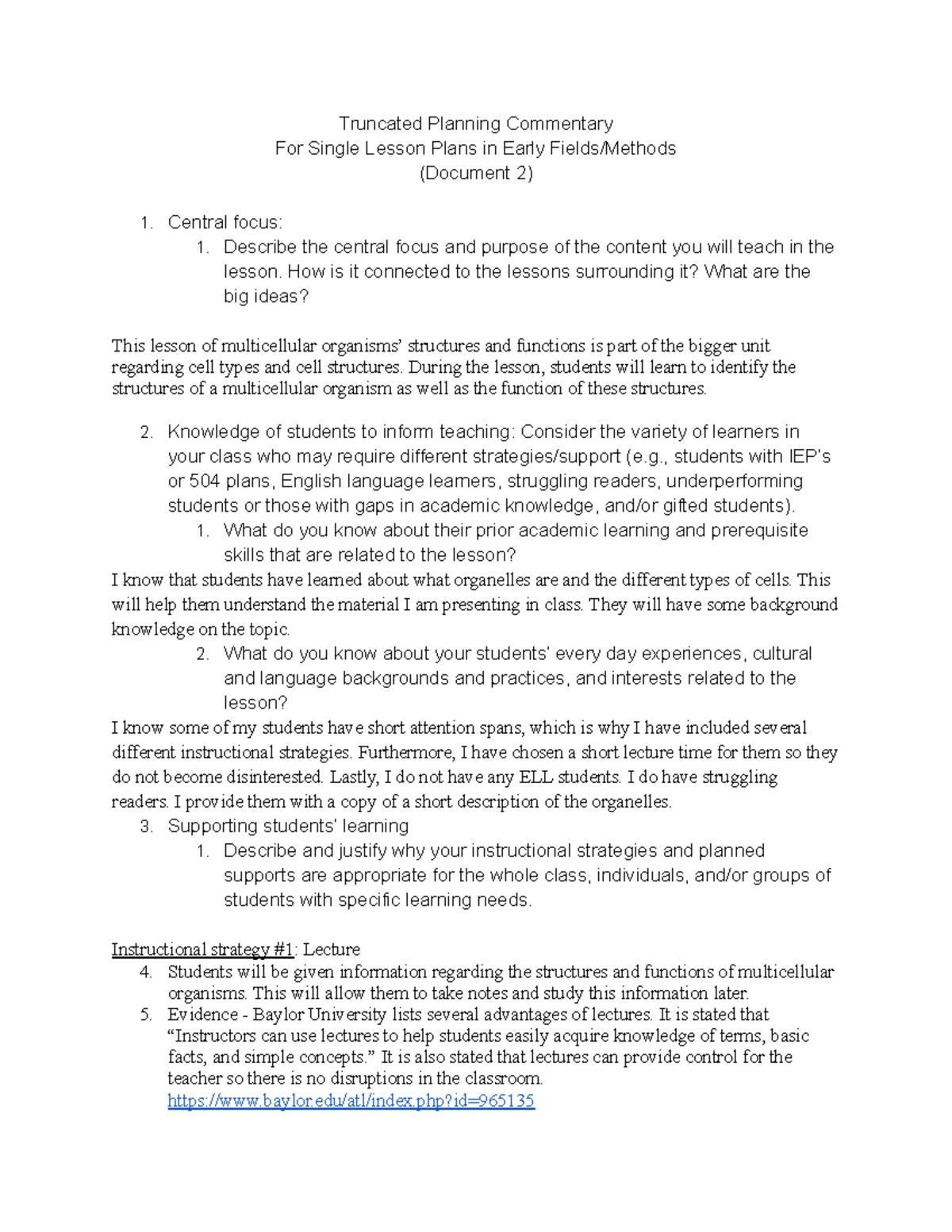 Truncated Planning for Lesson Plan-2 - Truncated Planning Commentary ...