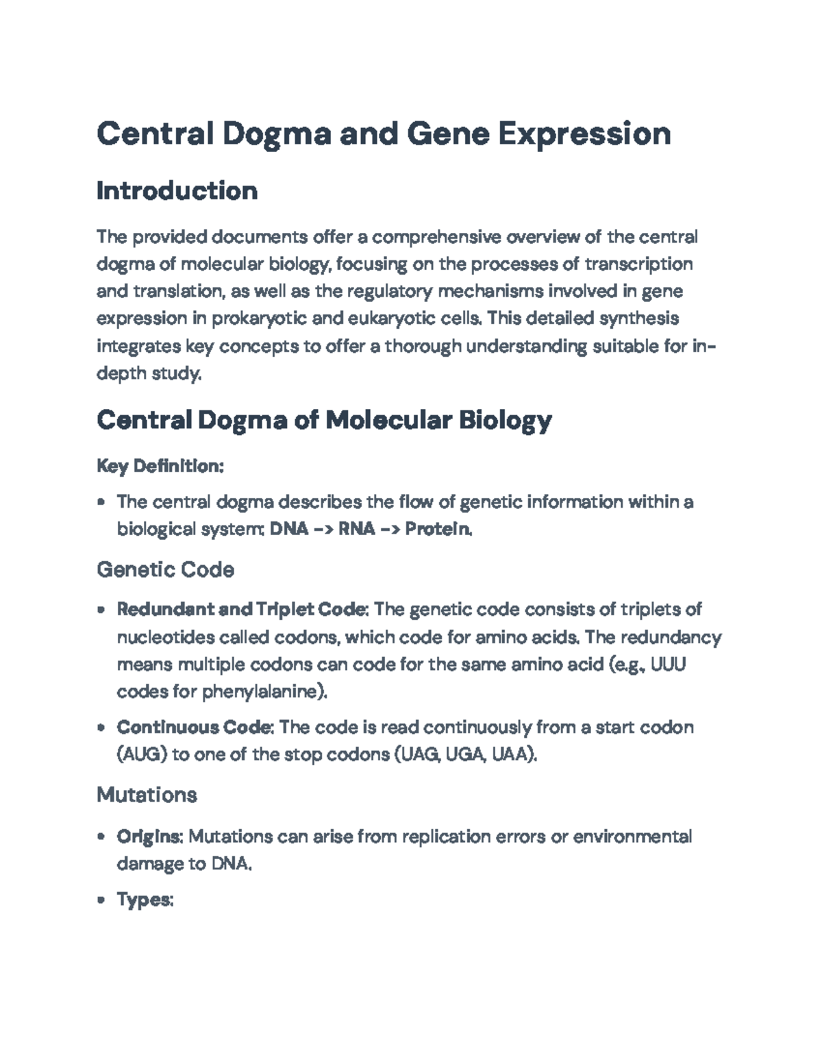 Central Dogma of Molecular Biology: Transcription & Gene Regulation ...