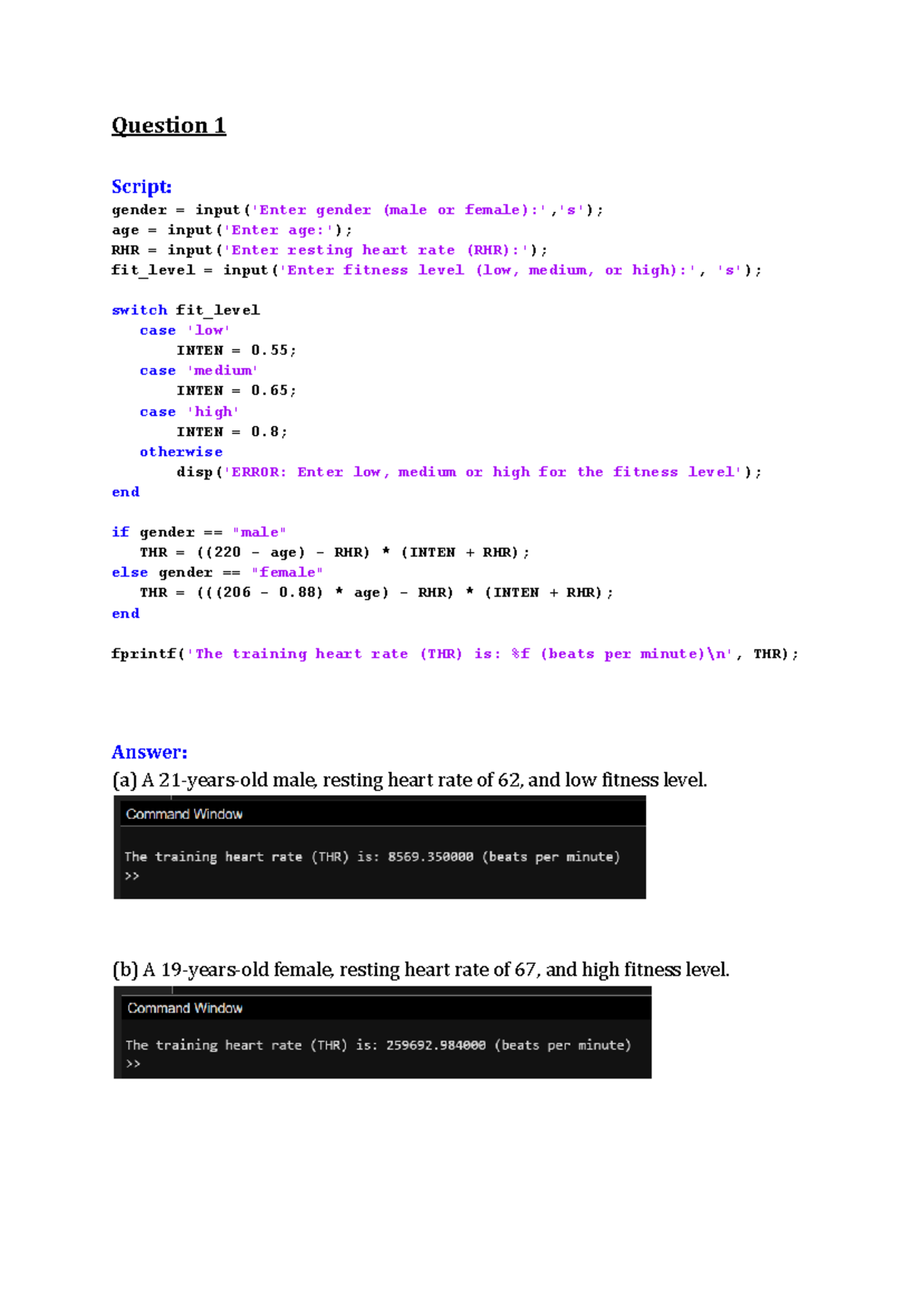 Assignment 3 Solutions - BCEE 231: Heart Rate & Matrix Determinants ...