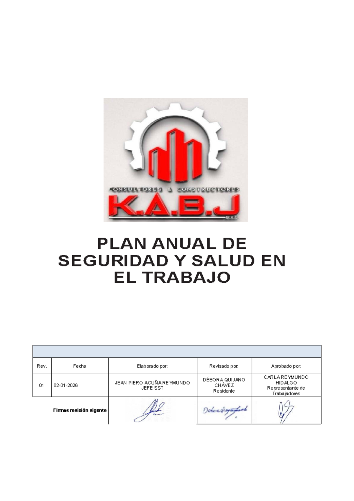 CA-SST-PL-001 Plan Anual de Seguridad y Salud en el Trabajo 2026 Rev ...