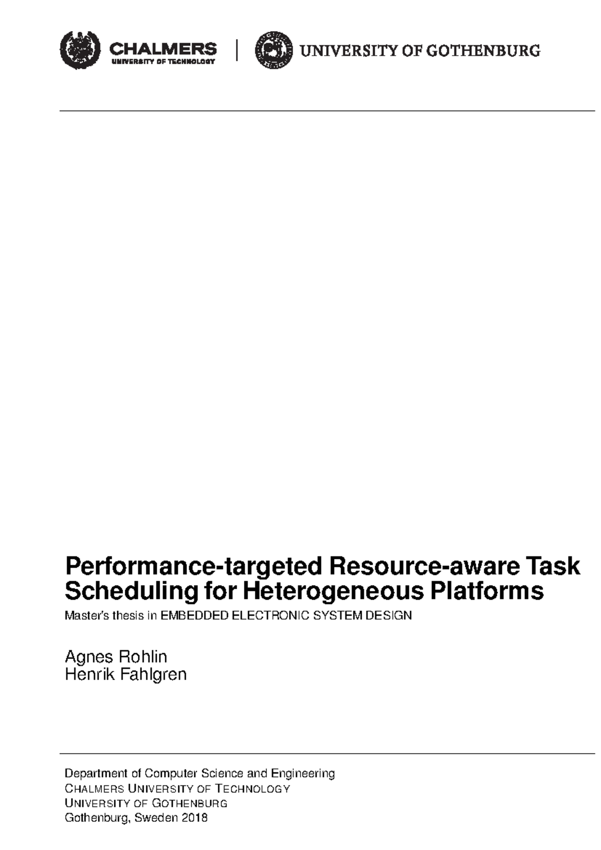 Master's Thesis: Performance-targeted Resource-aware Task Scheduling in ...