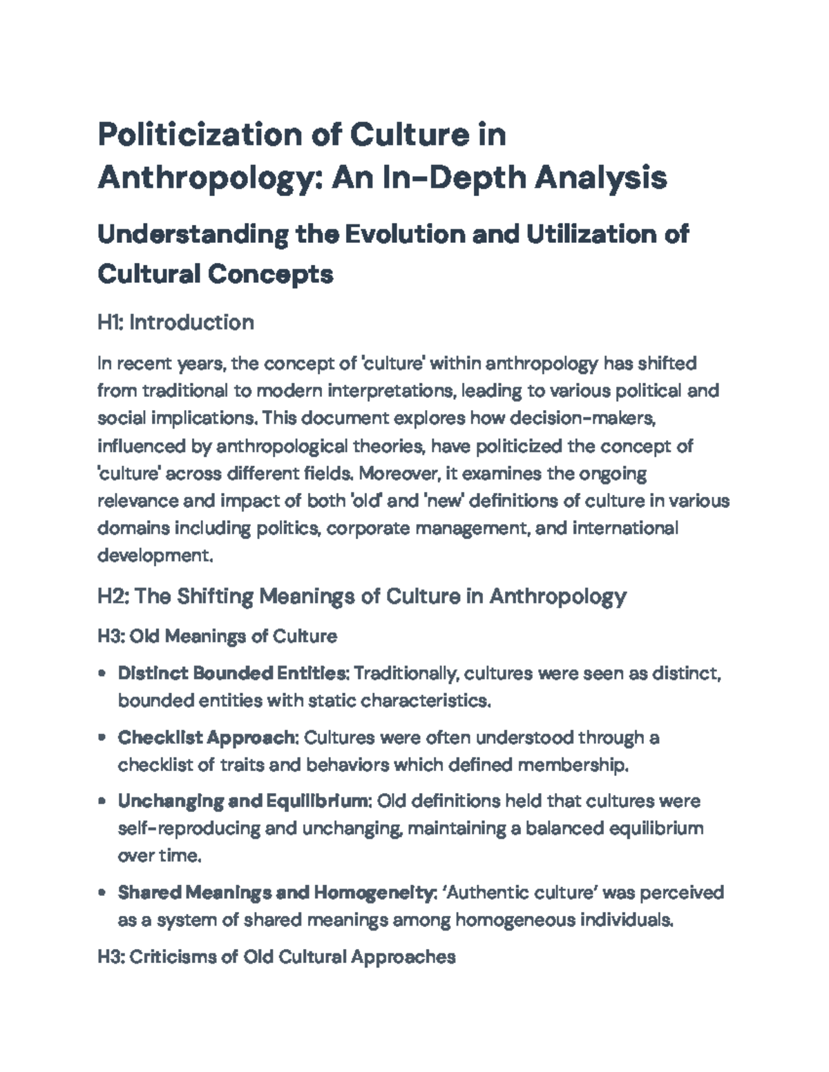 Politicization of Culture in Anthropology: An In-Depth Analysis ...