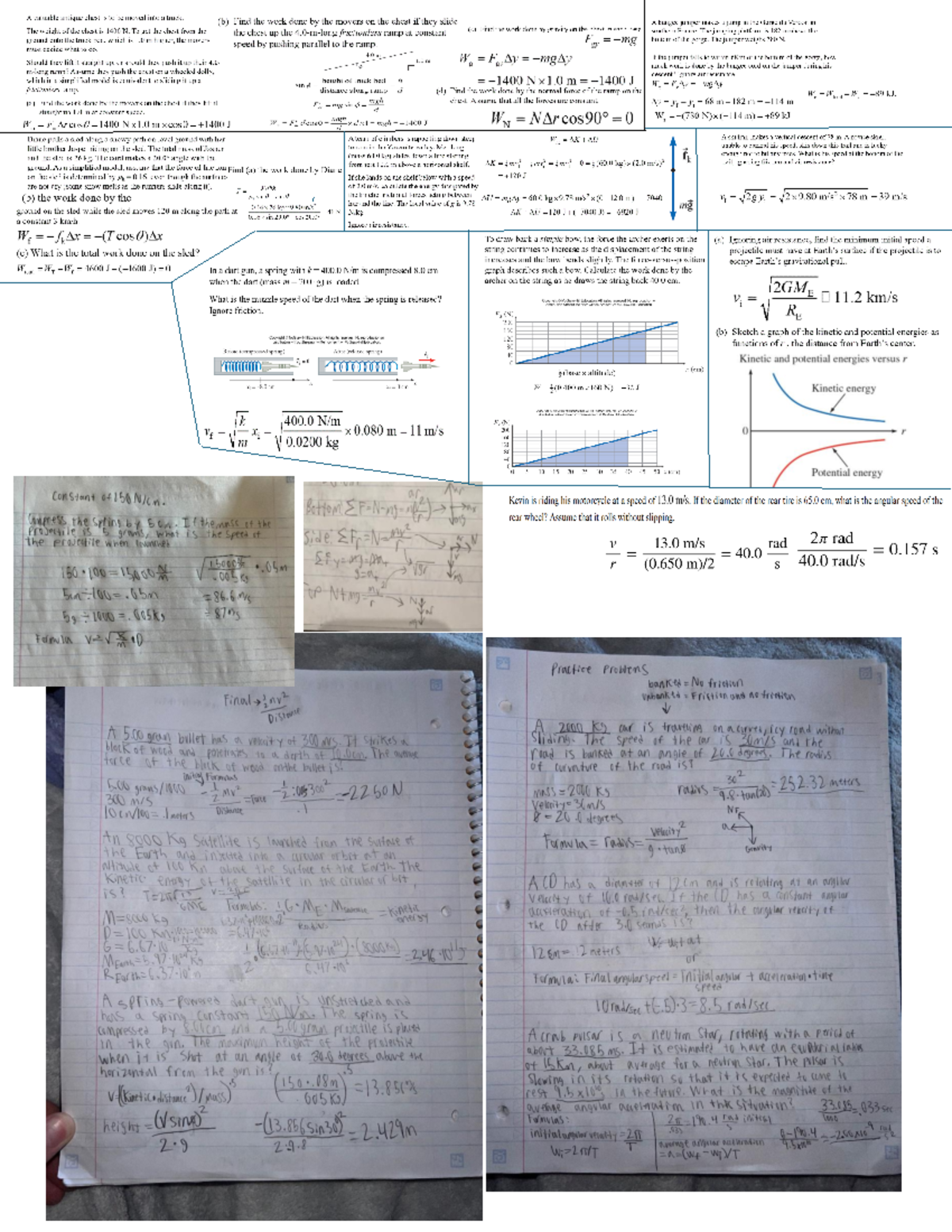 Physics Test 3 Cheat Sheet: Work, Energy, and Motion Concepts - Studocu