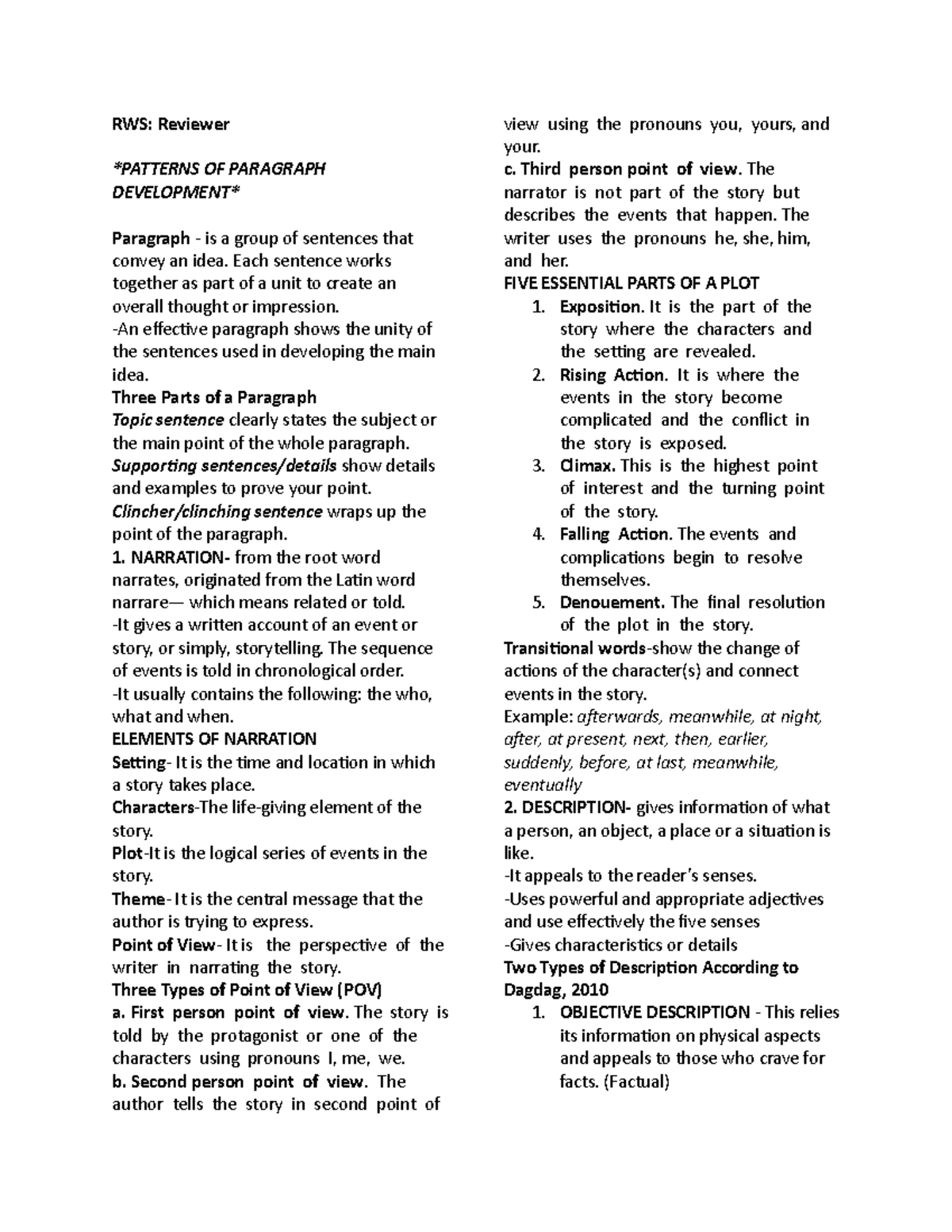 RWS- Reviewer - Polyatomic ion - RWS: Reviewer PATTERNS OF PARAGRAPH ...